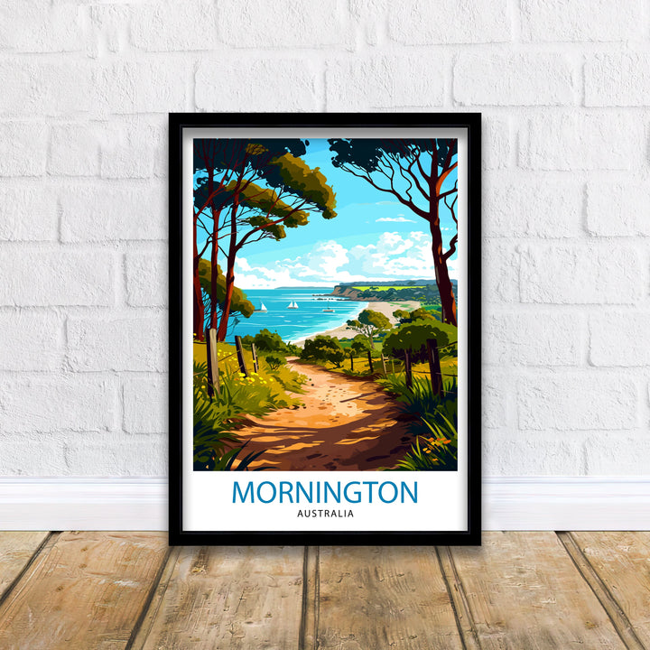 Mornington Beach Australia Travel Poster Coastal