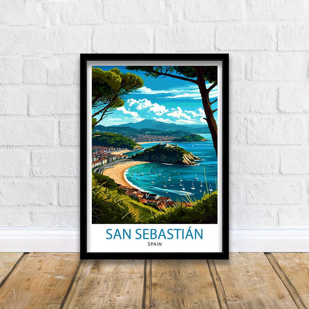 San Sebastian Travel Poster San Sebastian Wall Art San Sebastian Spain Illustration Travel Poster Gift for San Sebastian Spain Home Decor