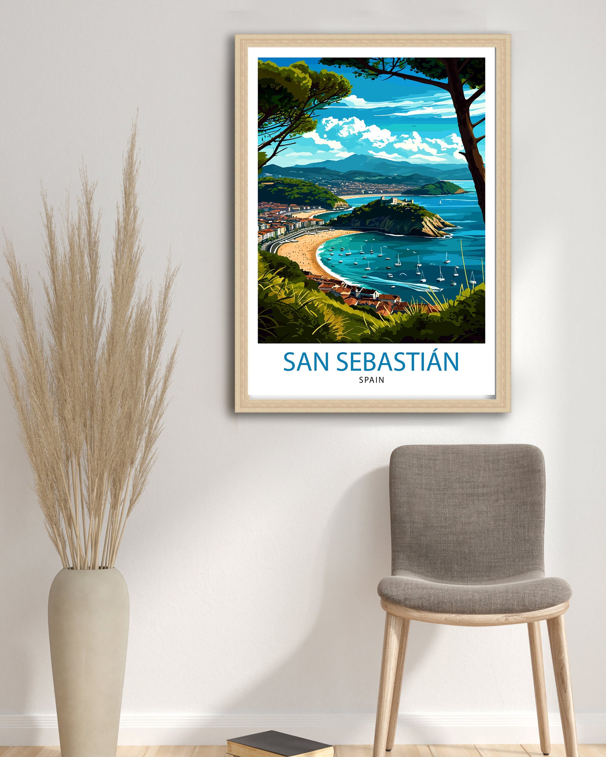 San Sebastian Travel Print San Sebastian Wall Art San Sebastian Spain Illustration Travel Poster Gift for San Sebastian Spain Home Decor