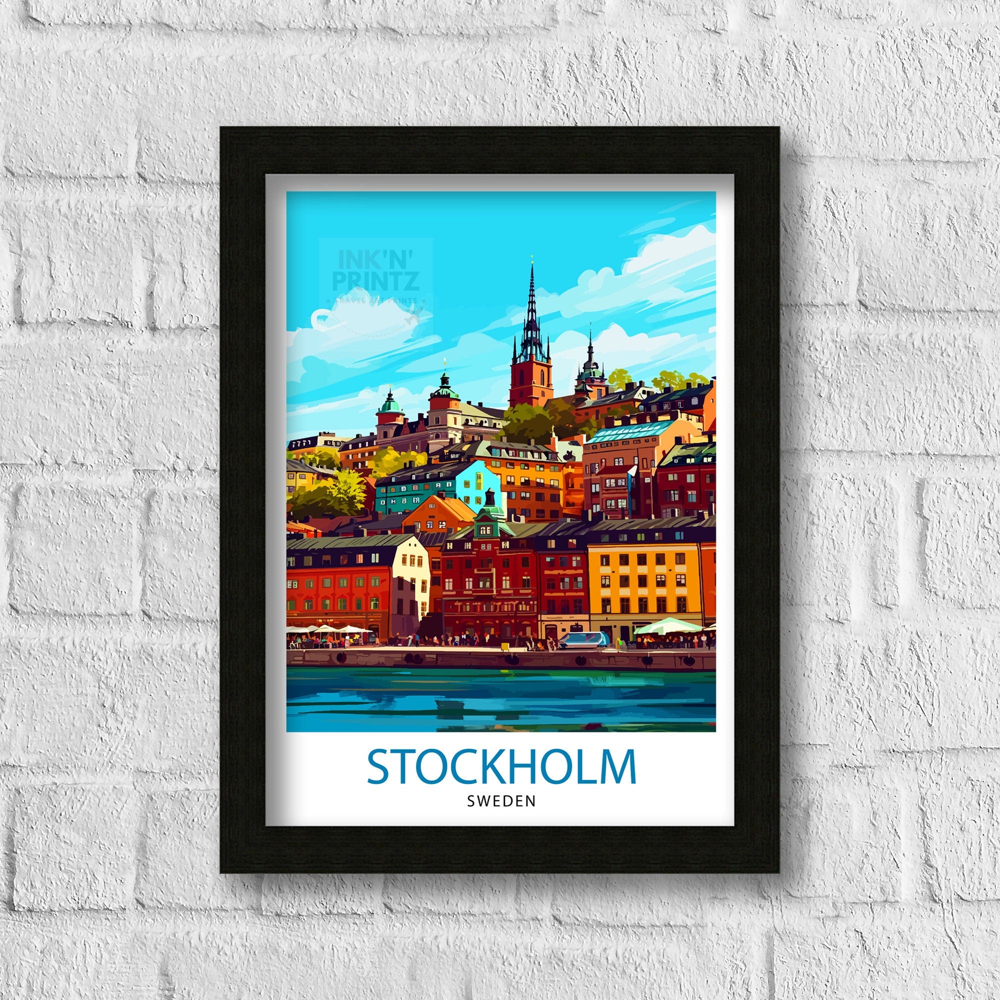 Stockholm Sweden Travel Print Stockholm Wall Art Sweden Illustration Scandinavian Travel Poster Gift for Traveler Sweden Home Decor