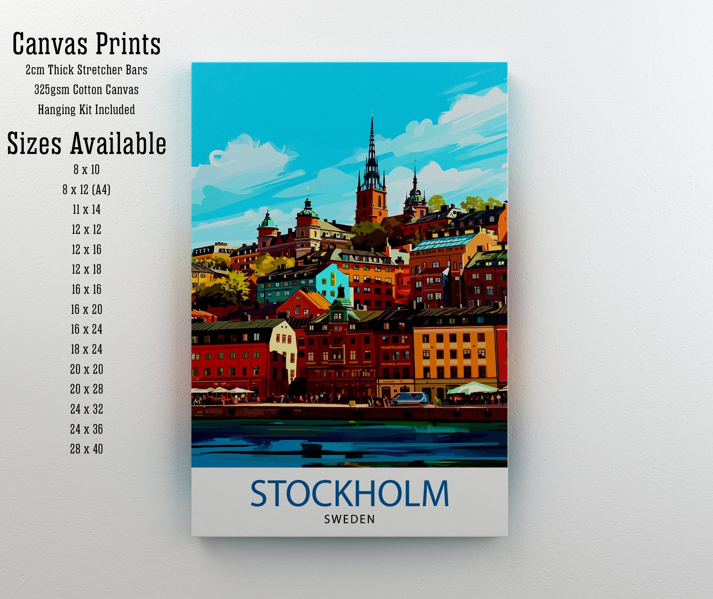 Stockholm Sweden Travel Print Stockholm Wall Art Sweden Illustration Scandinavian Travel Poster Gift for Traveler Sweden Home Decor