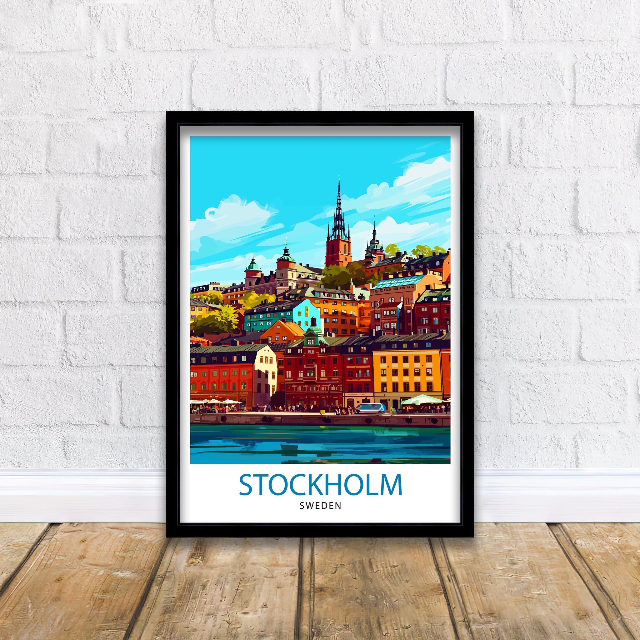 Stockholm Sweden Travel Print Stockholm Wall Art Sweden Illustration Scandinavian Travel Poster Gift for Traveler Sweden Home Decor