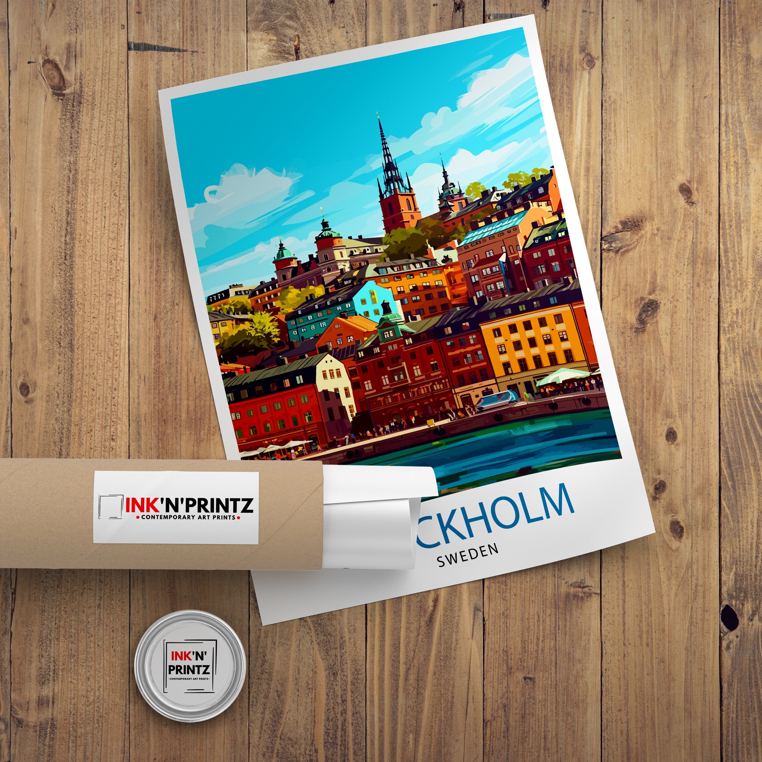 Stockholm Sweden Travel Print Stockholm Wall Art Sweden Illustration Scandinavian Travel Poster Gift for Traveler Sweden Home Decor
