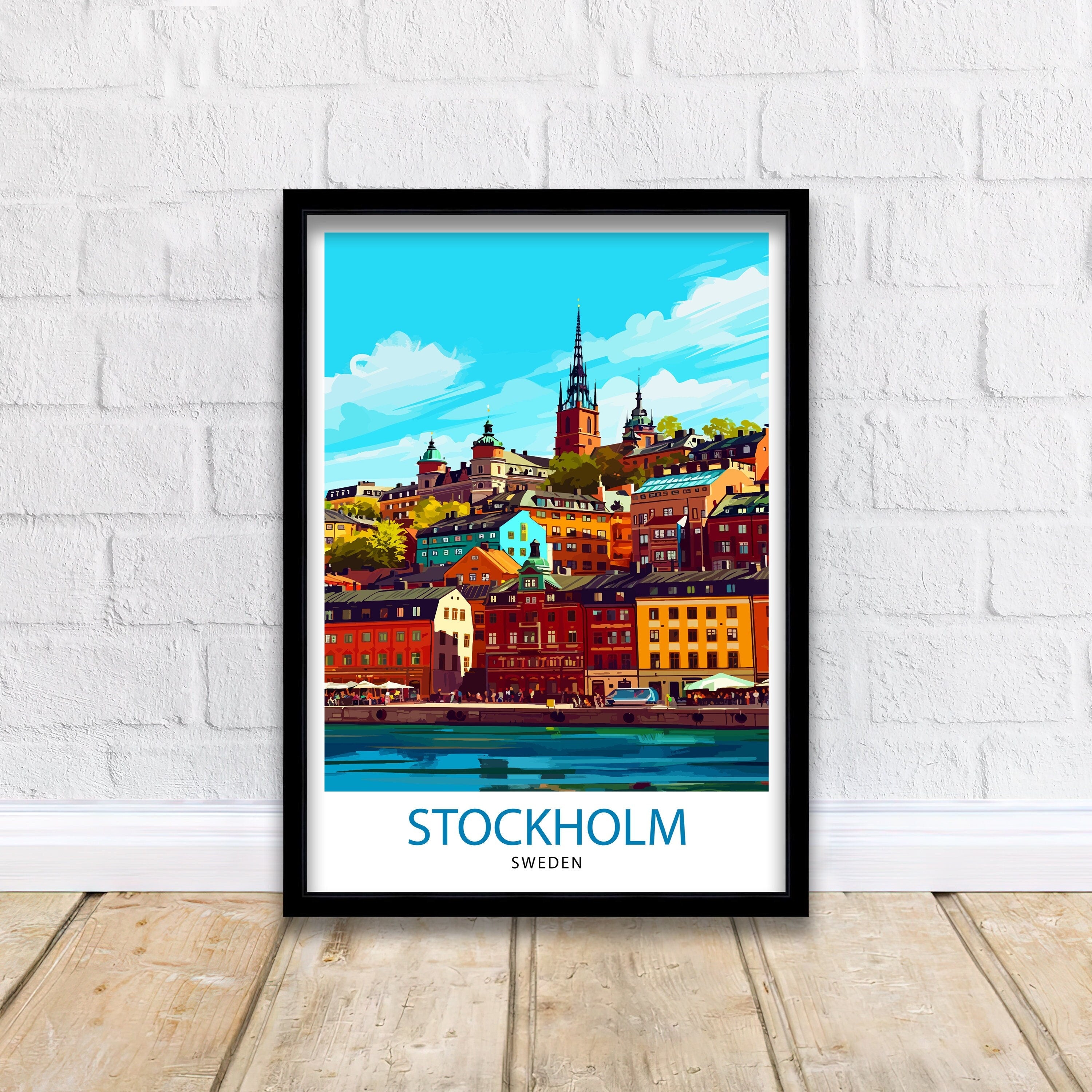 Stockholm Sweden Travel Print Stockholm Wall Art Sweden Illustration Scandinavian Travel Poster Gift for Traveler Sweden Home Decor