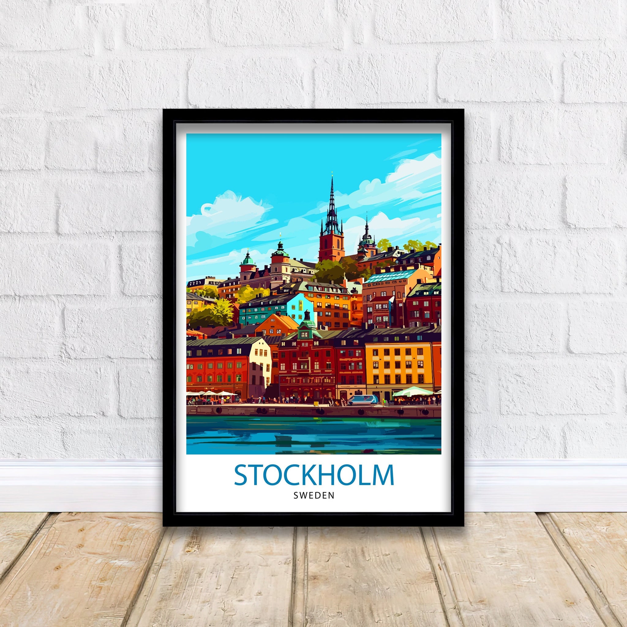 Stockholm Sweden Travel Print Stockholm Wall Art Sweden Illustration Scandinavian Travel Poster Gift for Traveler Sweden Home Decor