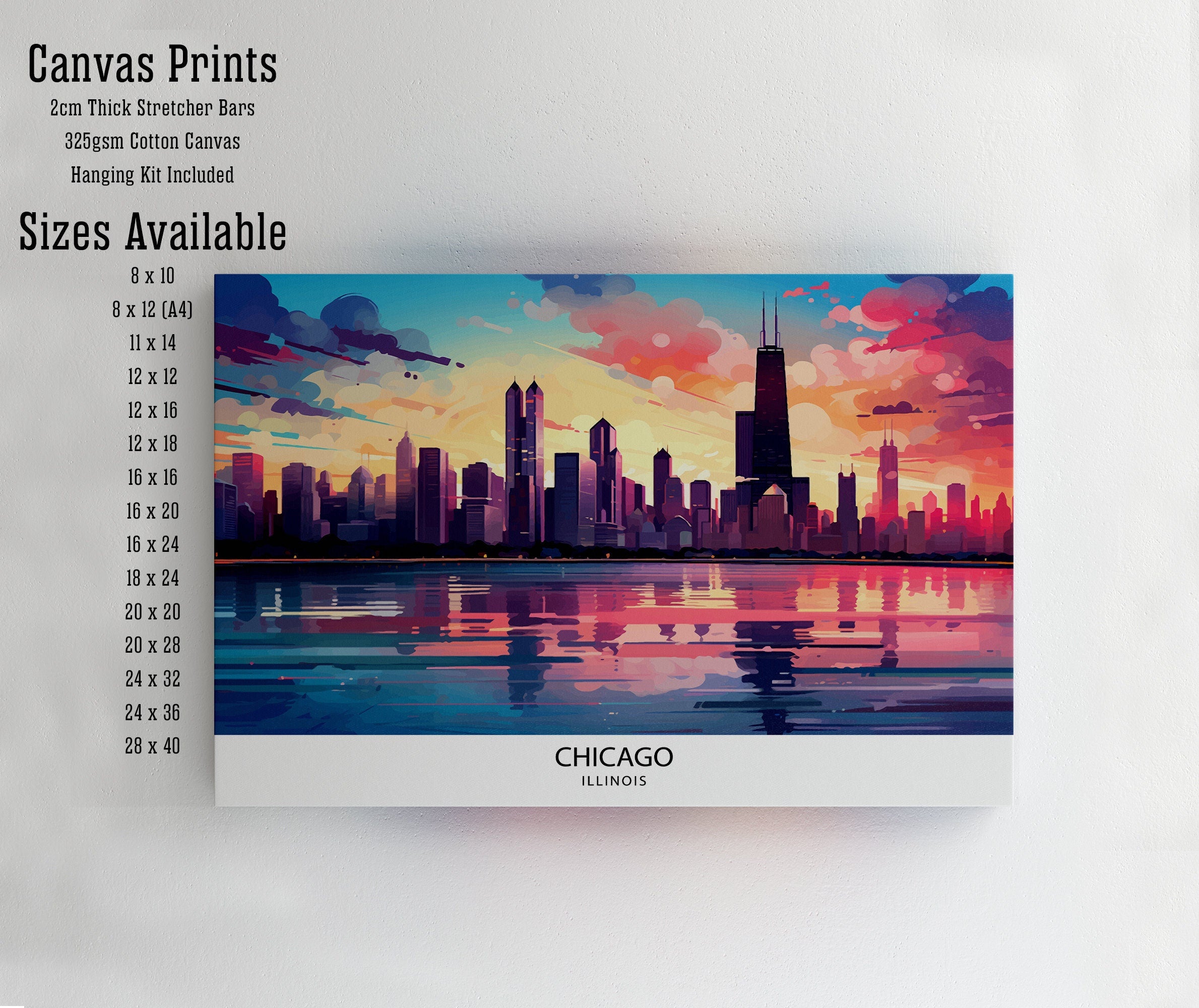 Chicago Travel Print Chicago Wall Art Chicago Poster Chicago Illinois Print Chicago Skyline Art Travel Decor Chicago Gift