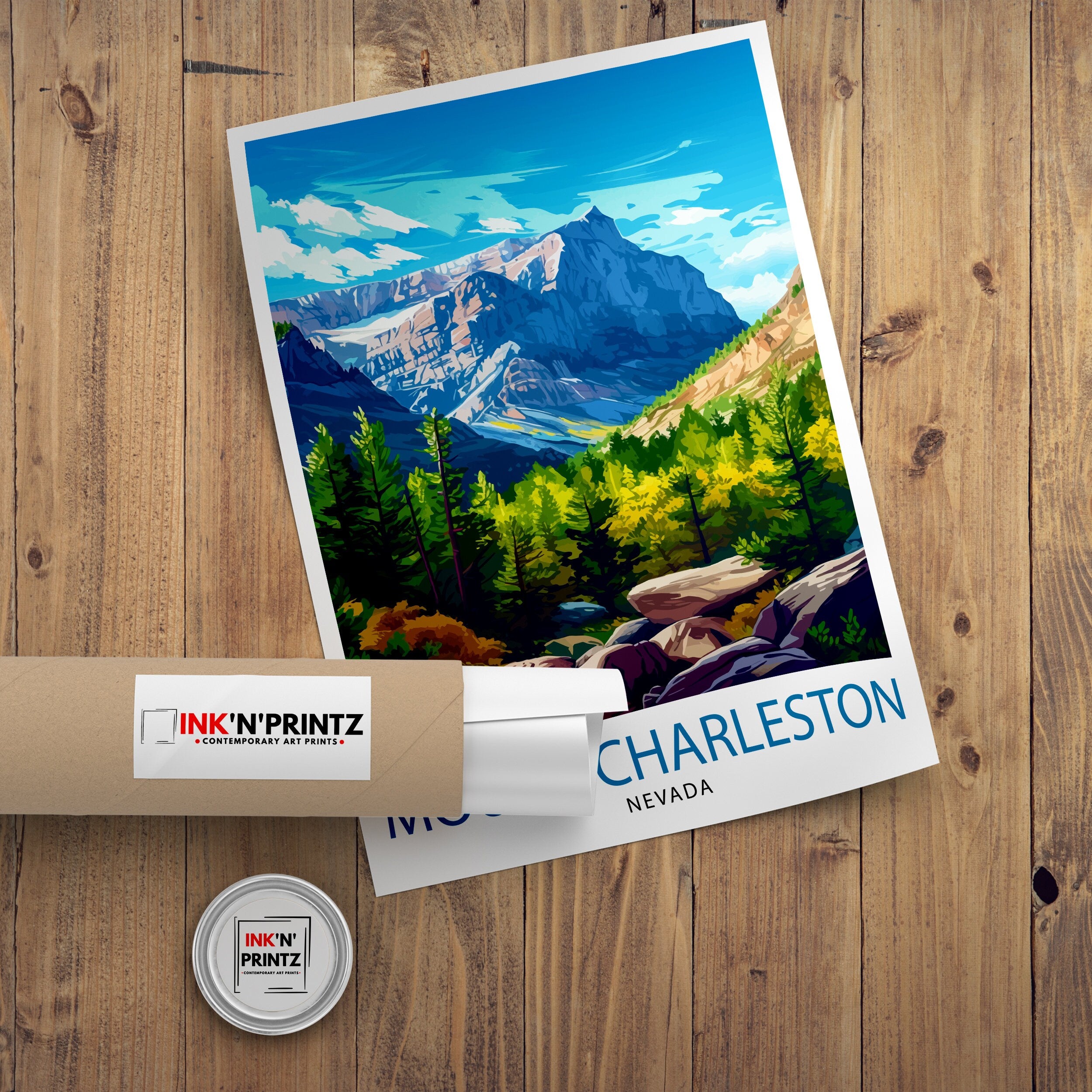 Mount Charleston Nevada Print Alpine Wilderness Art Spring Mountains Poster Nevada Hiking Wall Decor Forest Retreat Illustration
