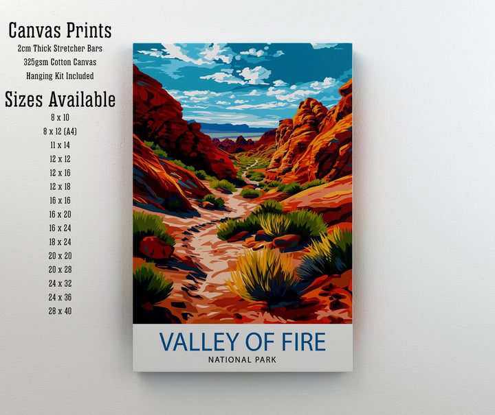 Valley of Fire State Park Poster Nevada Desert Art Vibrant Landscape Poster Ancient Rock Formations