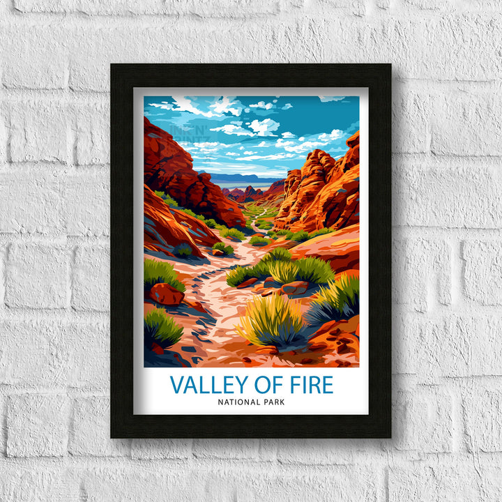 Valley of Fire State Park Poster Nevada Desert Art Vibrant Landscape Poster Ancient Rock Formations