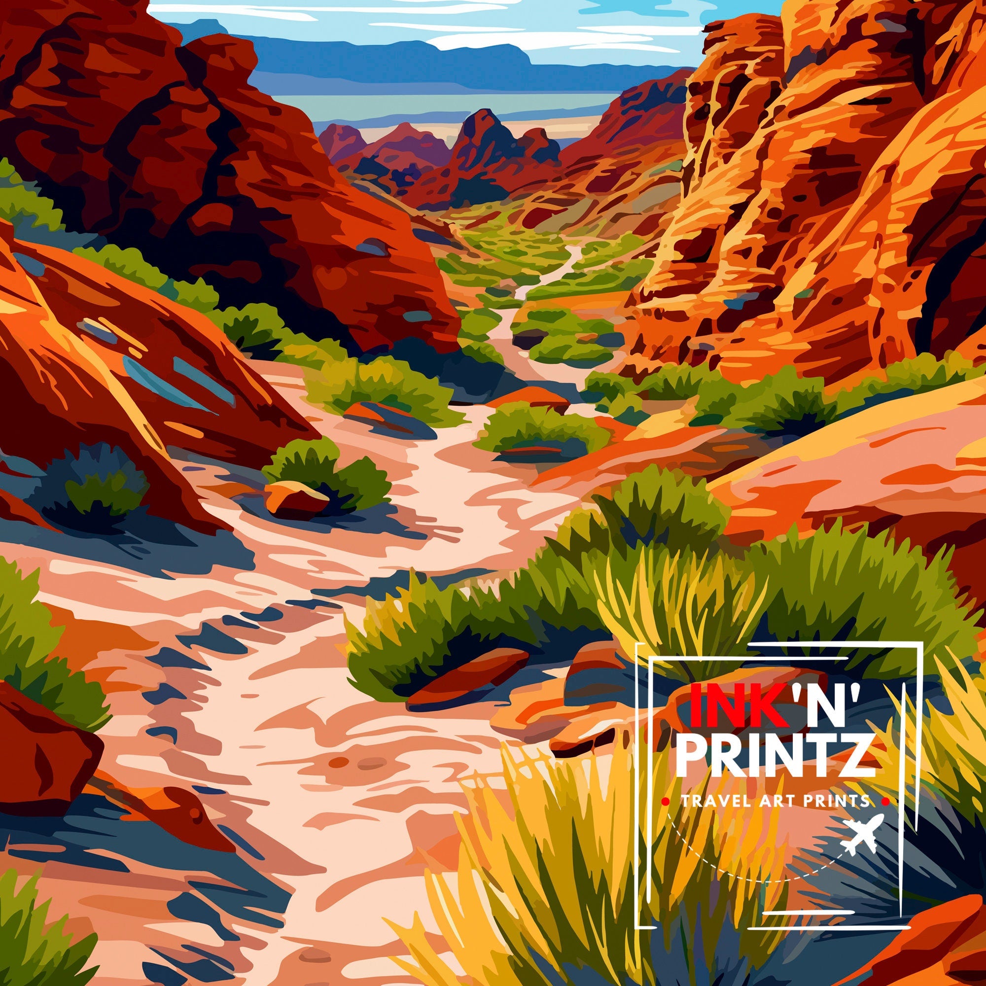 Valley of Fire State Park Print Nevada Desert Art Vibrant Landscape Poster Ancient Rock Formations Wall Decor Outdoor Exploration