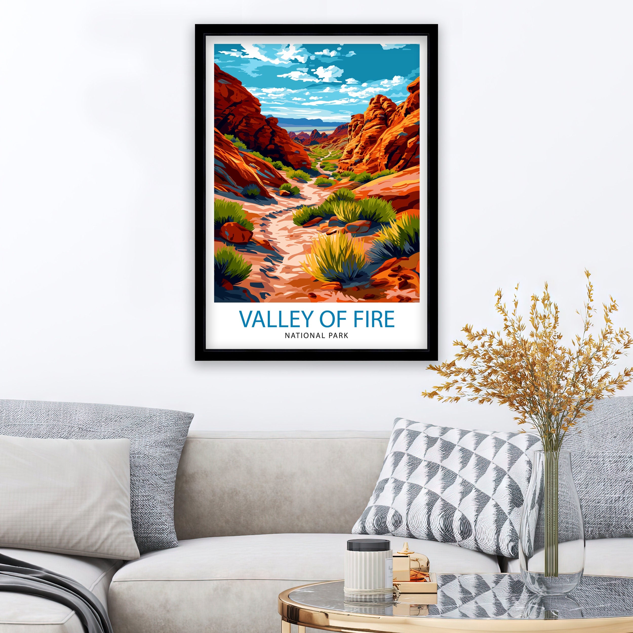 Valley of Fire State Park Print Nevada Desert Art Vibrant Landscape Poster Ancient Rock Formations Wall Decor Outdoor Exploration