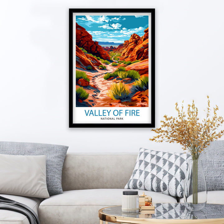 Valley of Fire State Park Poster Nevada Desert Art Vibrant Landscape Poster Ancient Rock Formations