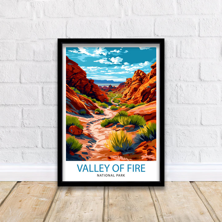 Valley of Fire State Park Poster Nevada Desert Art Vibrant Landscape Poster Ancient Rock Formations