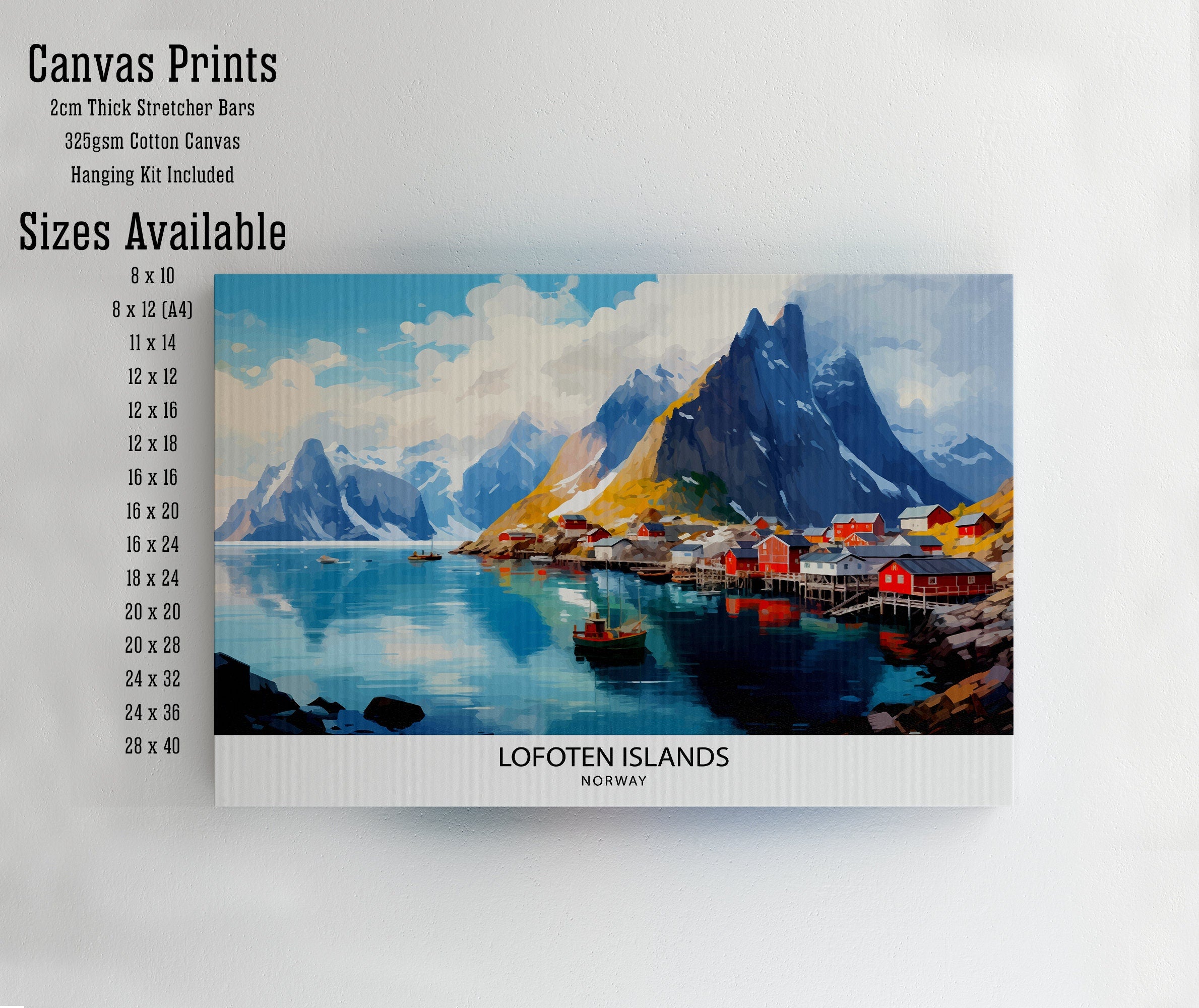 Lofoten Islands Travel Print , Lofoten Wall Art, Lofoten Home Decor, Lofoten Island Illustration, Lofoten Norway Poster, Lofoten Travel Gift