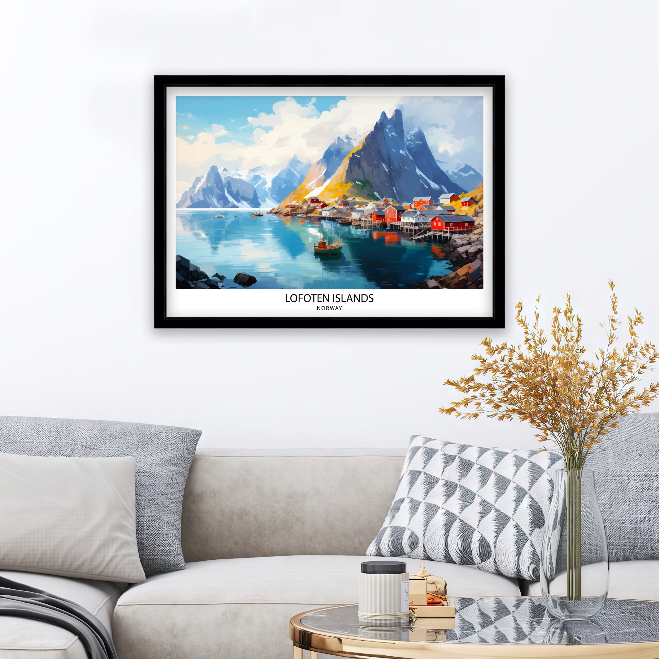 Lofoten Islands Travel Print , Lofoten Wall Art, Lofoten Home Decor, Lofoten Island Illustration, Lofoten Norway Poster, Lofoten Travel Gift