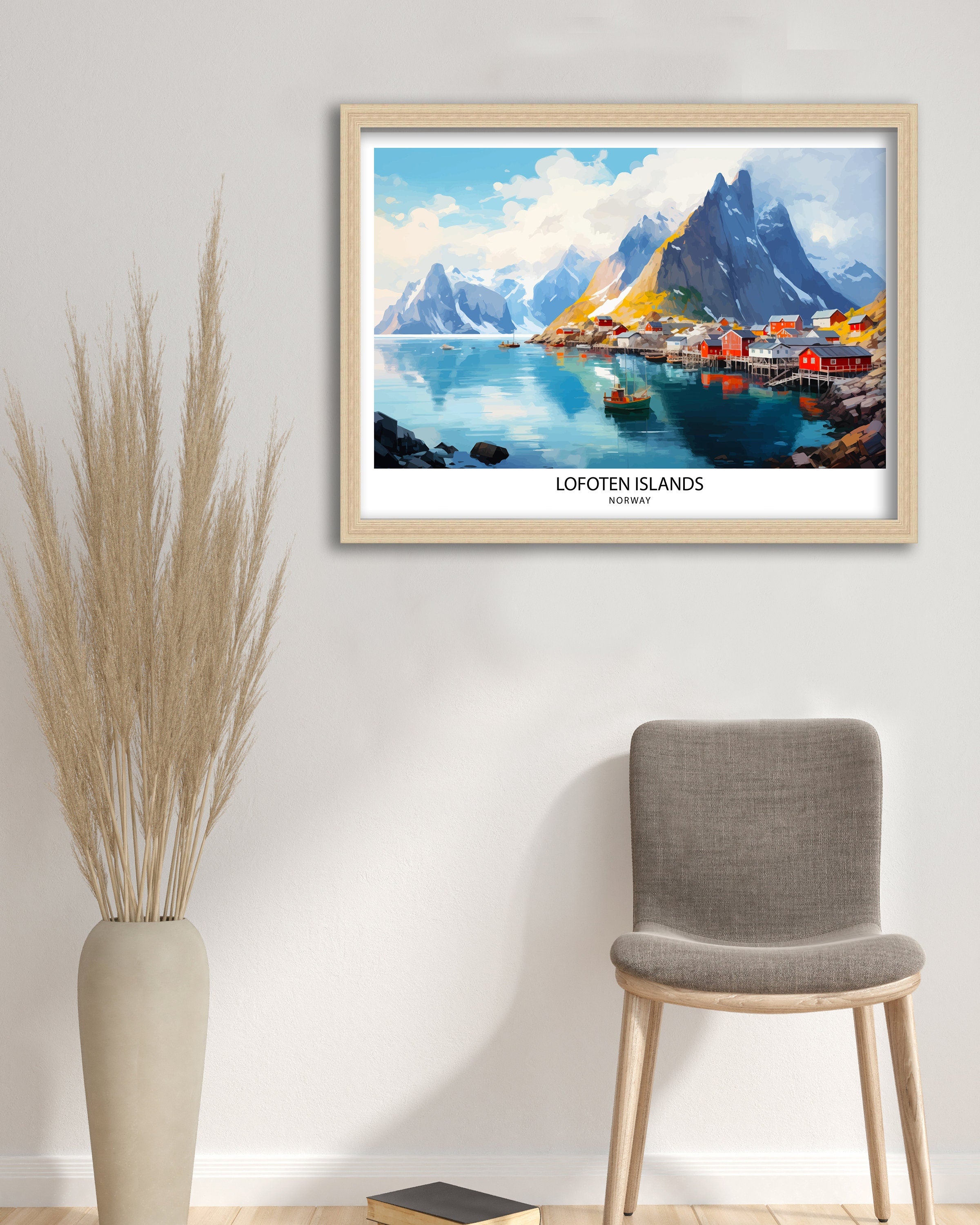 Lofoten Islands Travel Print , Lofoten Wall Art, Lofoten Home Decor, Lofoten Island Illustration, Lofoten Norway Poster, Lofoten Travel Gift