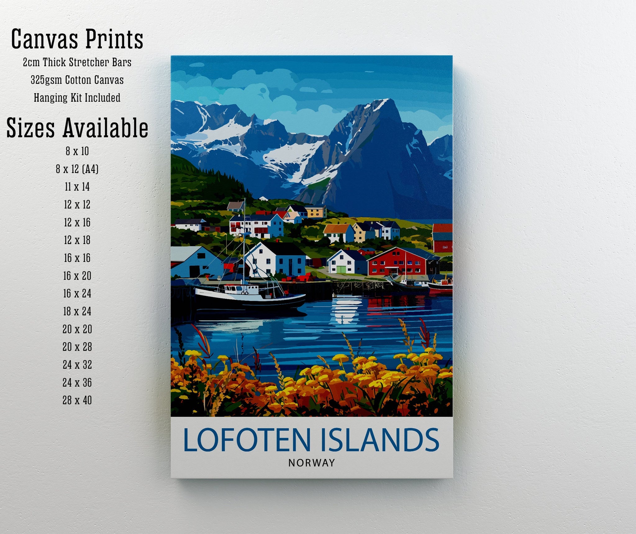 Lofoten Islands Travel Print , Lofoten Wall Art, Lofoten Home Decor, Lofoten Island Illustration, Lofoten Norway Poster, Lofoten Travel Gift