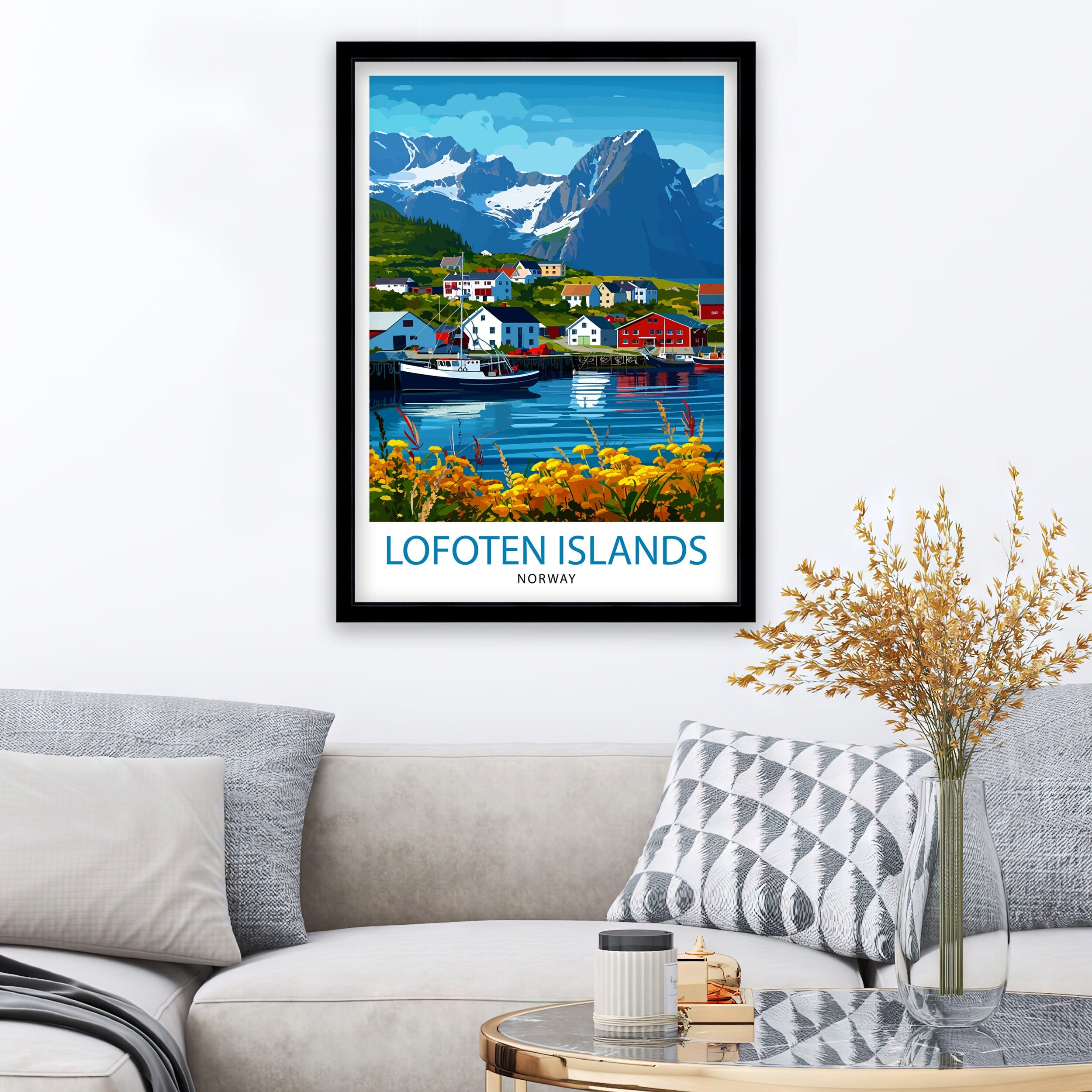 Lofoten Islands Travel Print , Lofoten Wall Art, Lofoten Home Decor, Lofoten Island Illustration, Lofoten Norway Poster, Lofoten Travel Gift