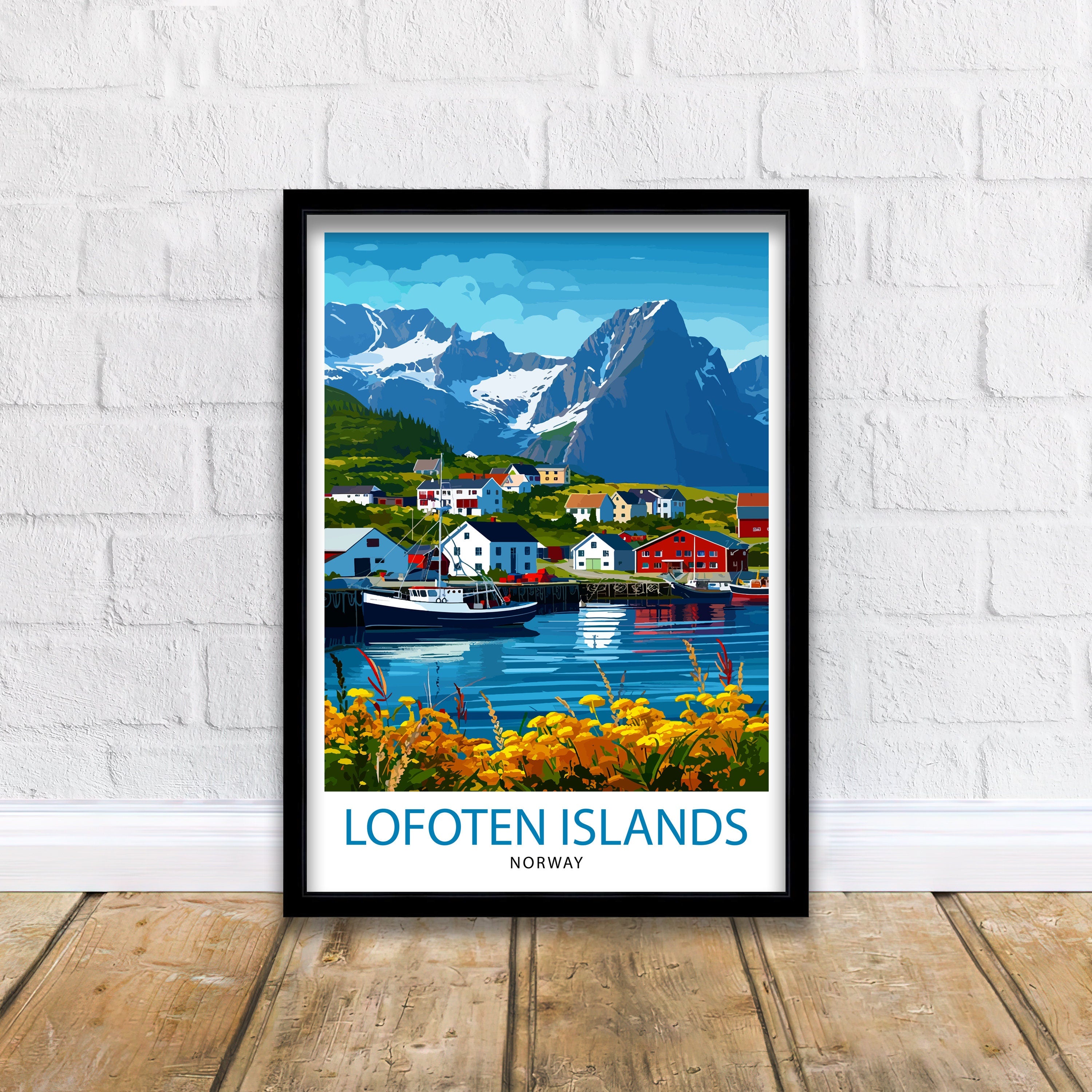 Lofoten Islands Travel Print , Lofoten Wall Art, Lofoten Home Decor, Lofoten Island Illustration, Lofoten Norway Poster, Lofoten Travel Gift