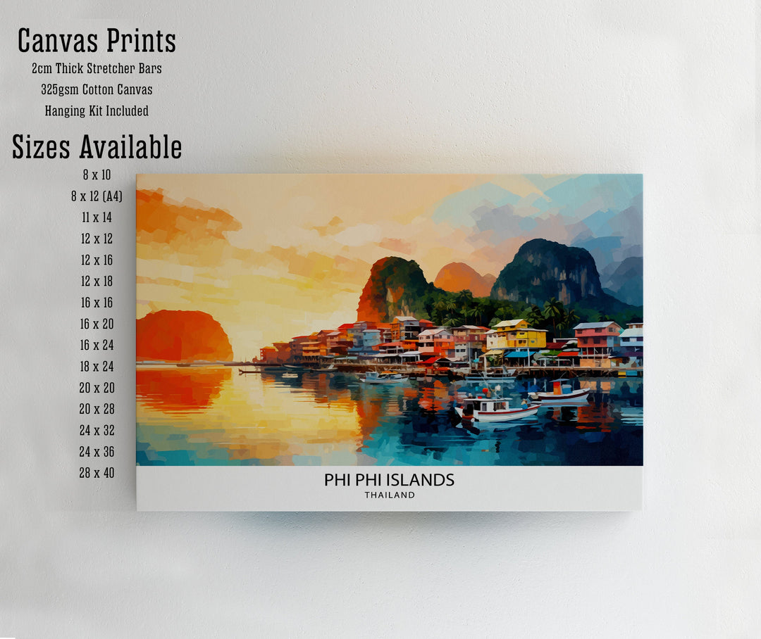 Phi Phi Islands Thailand Travel Poster Tropical