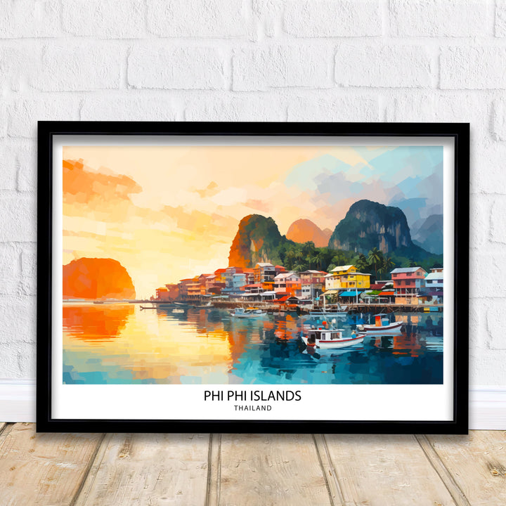 Phi Phi Islands Thailand Travel Poster Tropical