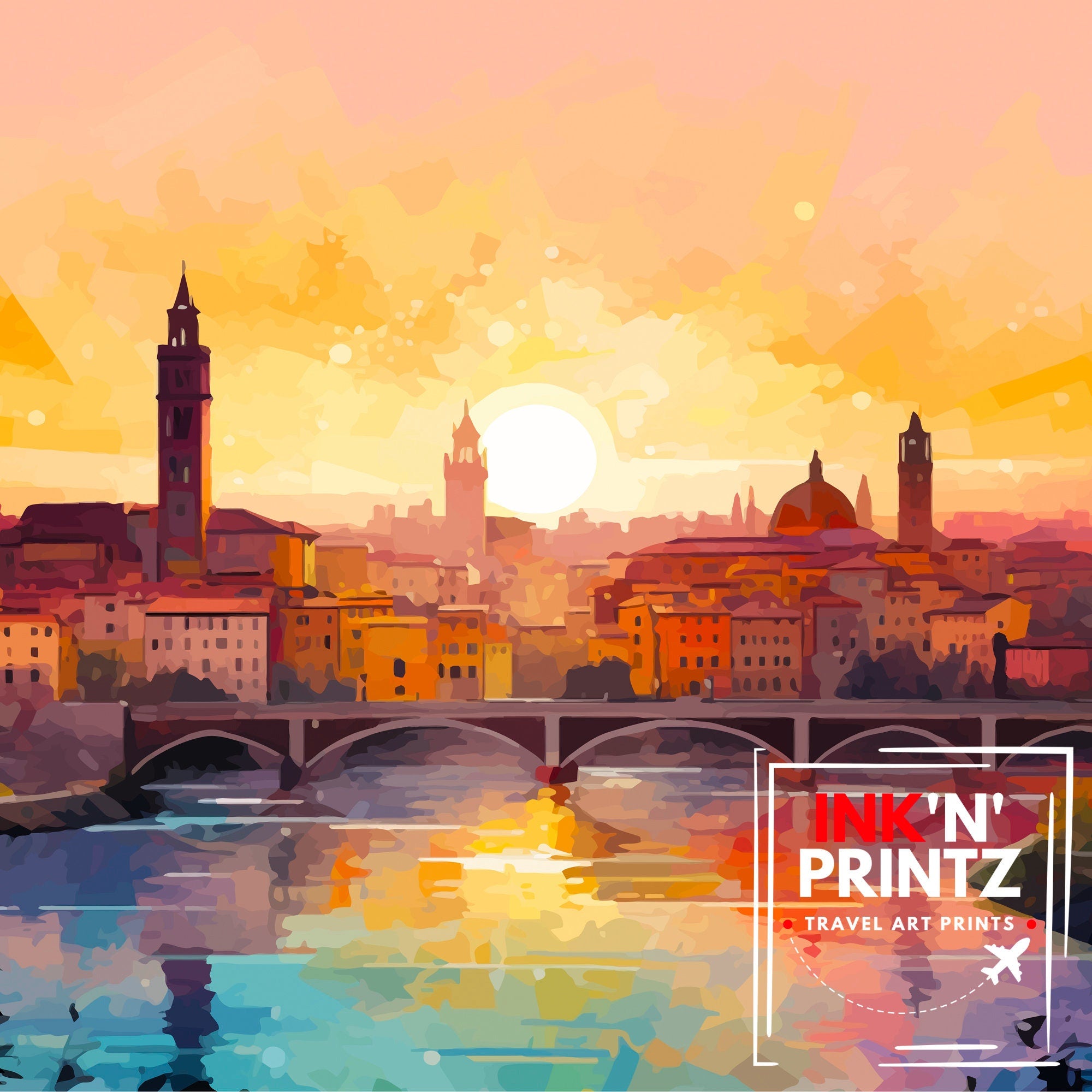 Verona Travel Print Verona Wall Decor Verona Home Living Decor Verona Italy Illustration Travel Poster Gift For Verona