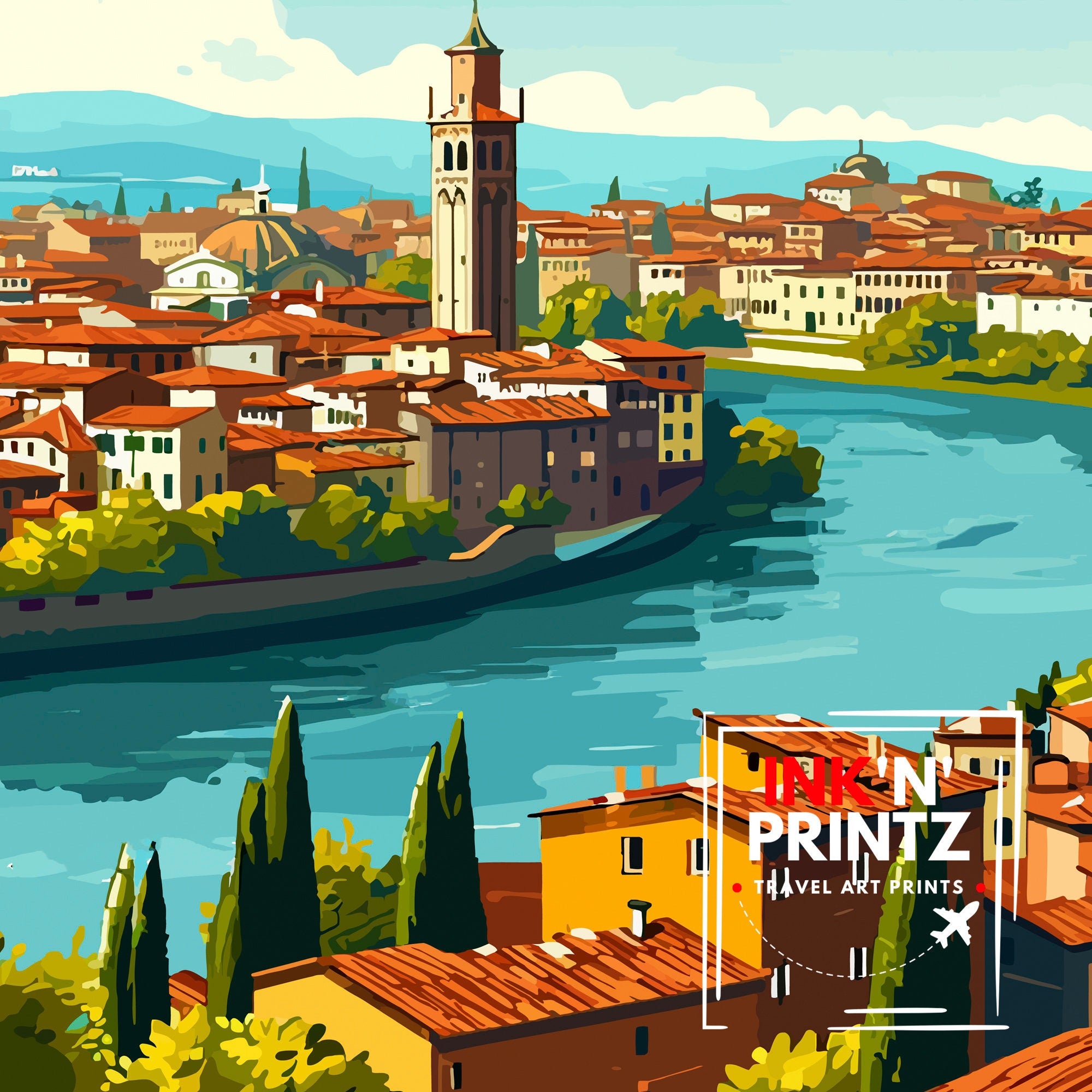 Verona Travel Print Verona Wall Decor Verona Home Living Decor Verona Italy Illustration Travel Poster Gift For Verona