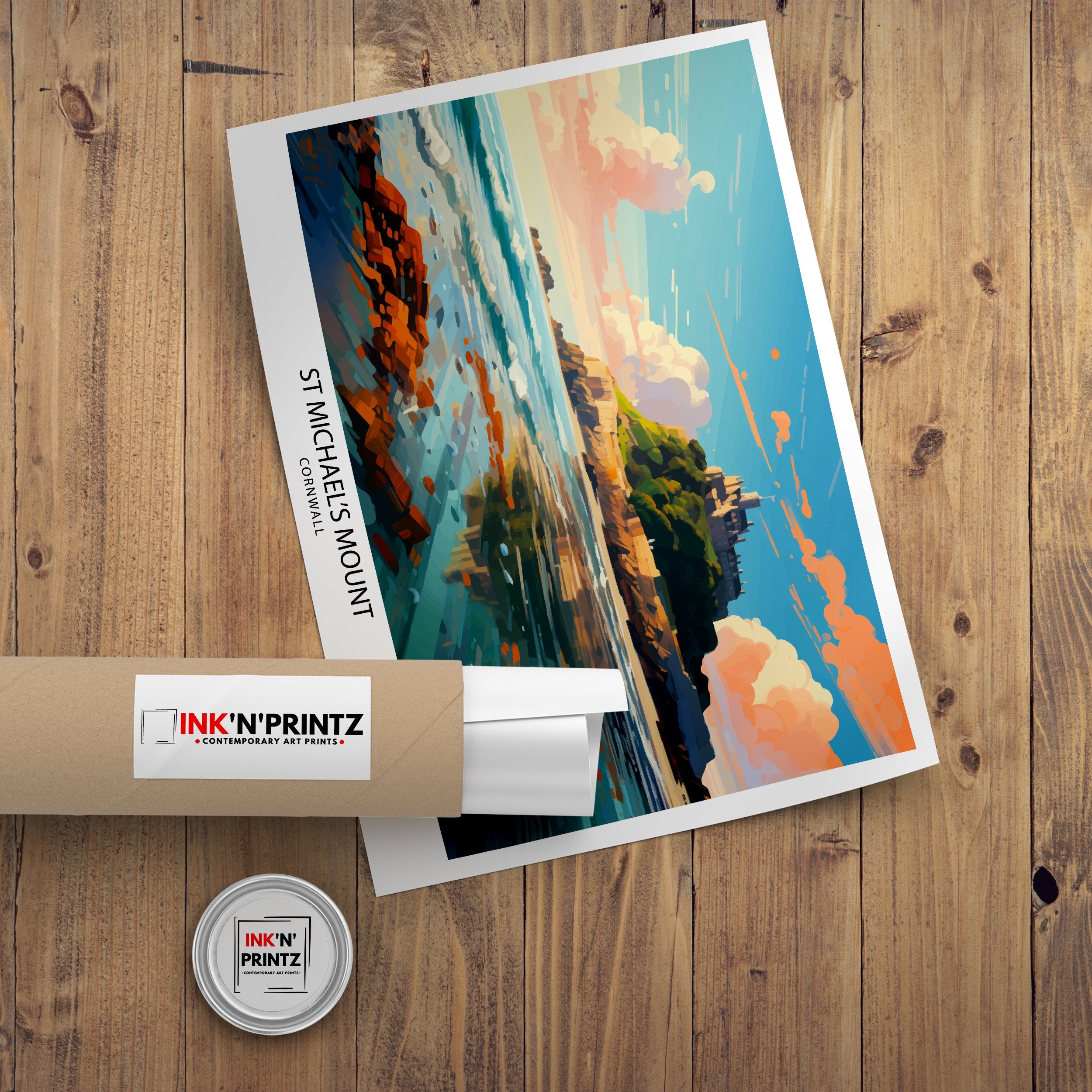 St Michaels Mount Cornwall Poster Historical Island Art Cornish Castle Poster Marazion