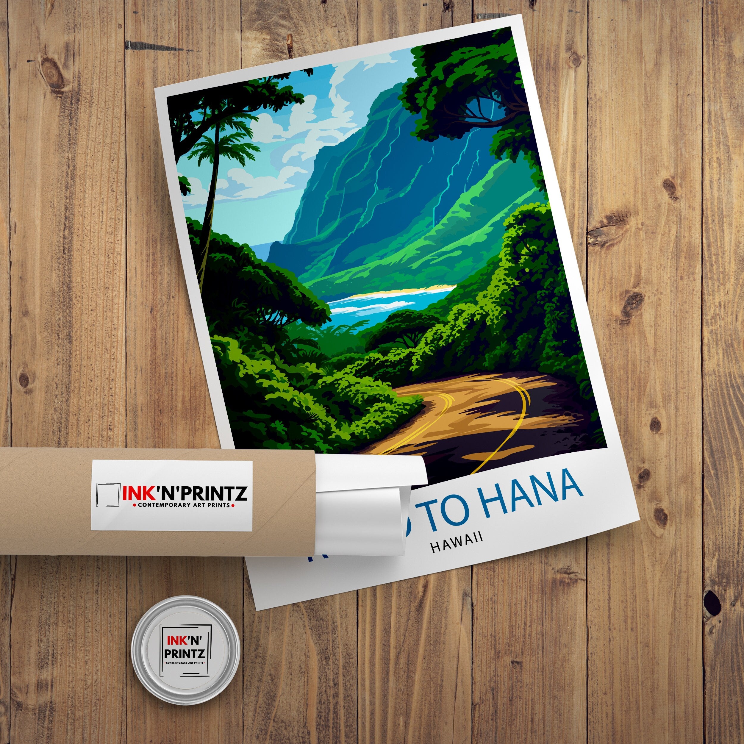 Road to Hana Maui Travel Print| Maui Wall Decor Road to Hana Poster Hawaii Travel Prints Maui Art Print Hana Highway Illustration Maui Wall