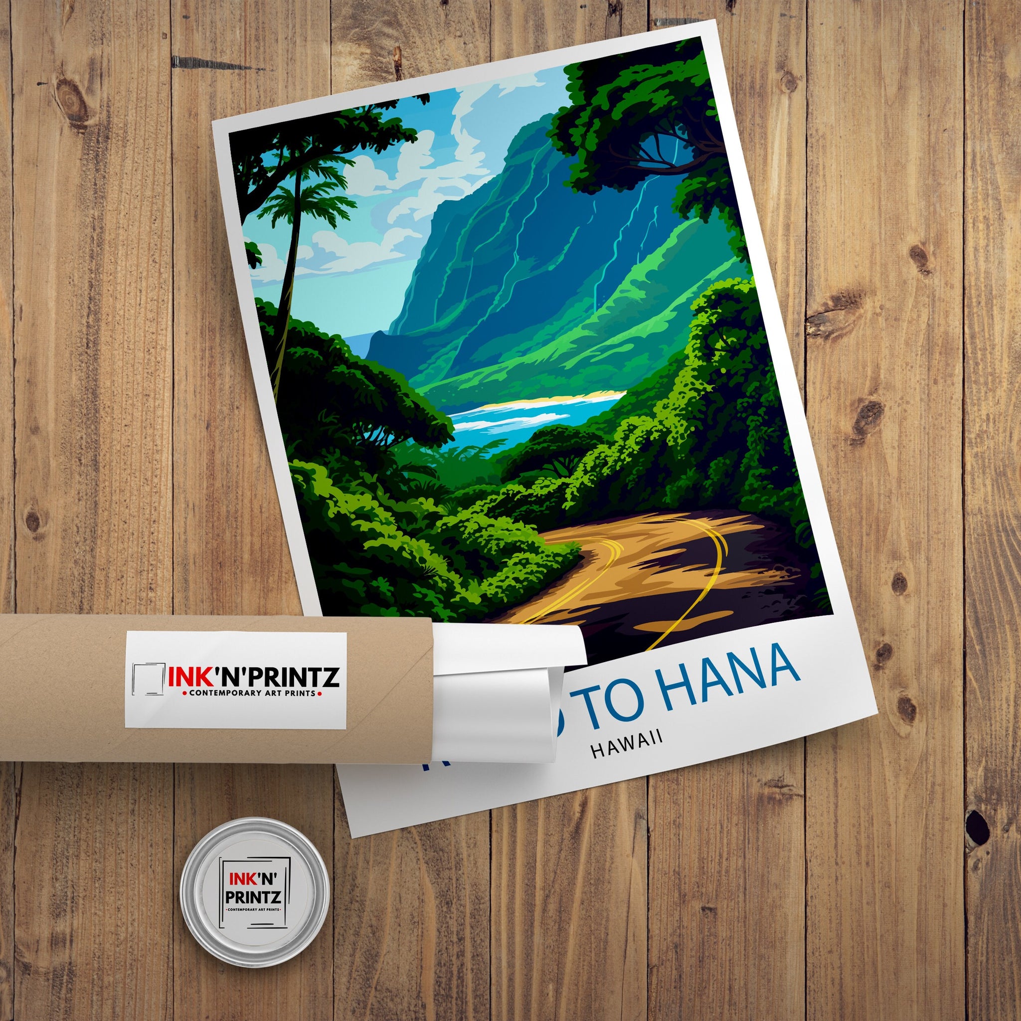 Road to Hana Maui Travel Print| Maui Wall Decor Road to Hana Poster Hawaii Travel Prints Maui Art Print Hana Highway Illustration Maui Wall