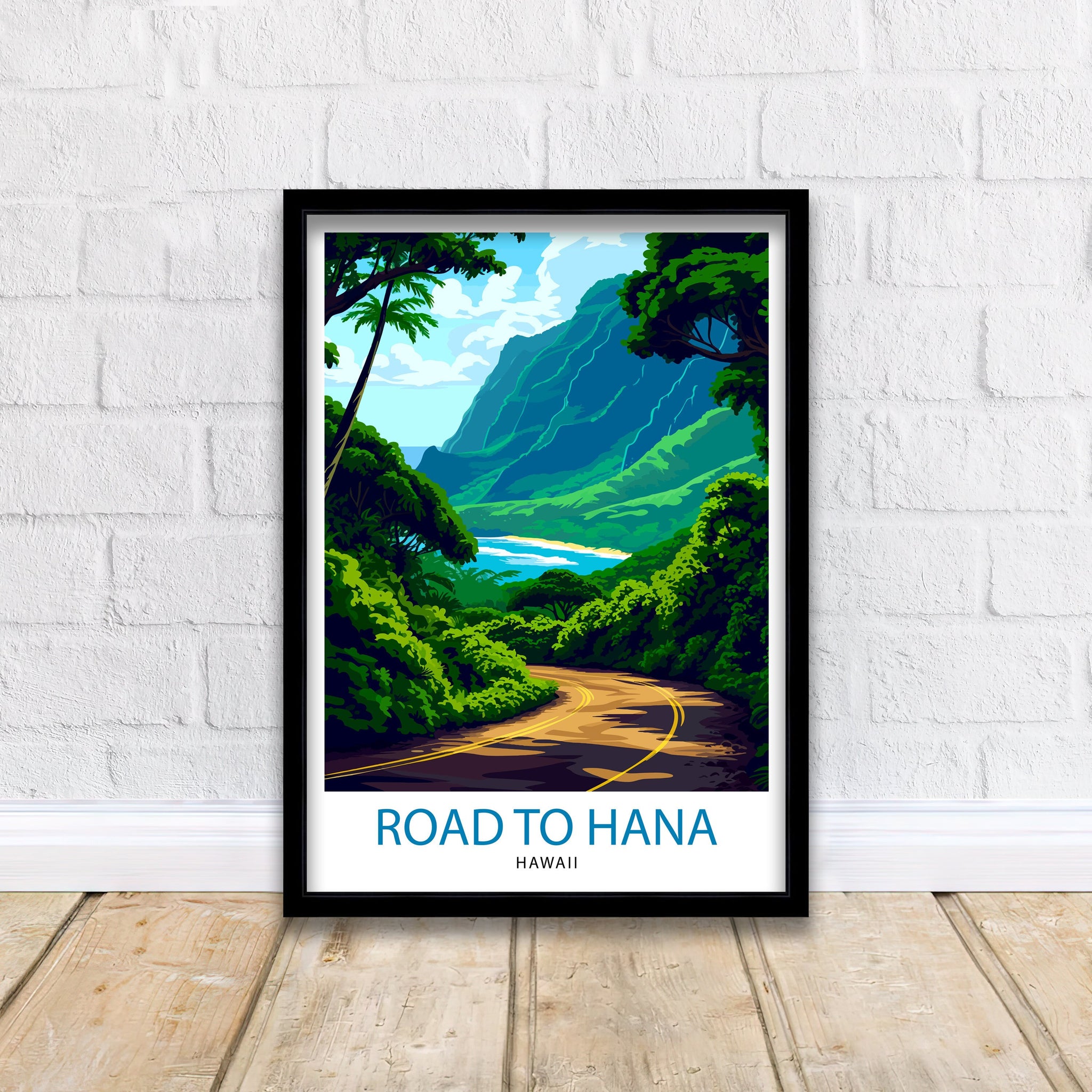Road to Hana Maui Travel Print| Maui Wall Decor Road to Hana Poster Hawaii Travel Prints Maui Art Print Hana Highway Illustration Maui Wall