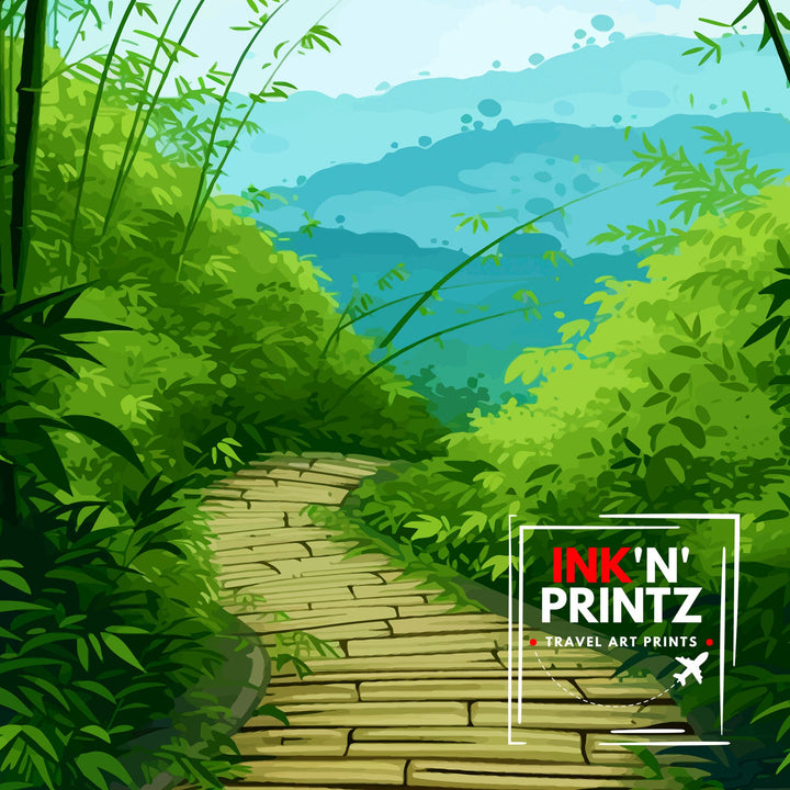 Pipiwai Trail Hawaii Poster Maui Hiking Art Bamboo Forest Poster Haleakala National Park