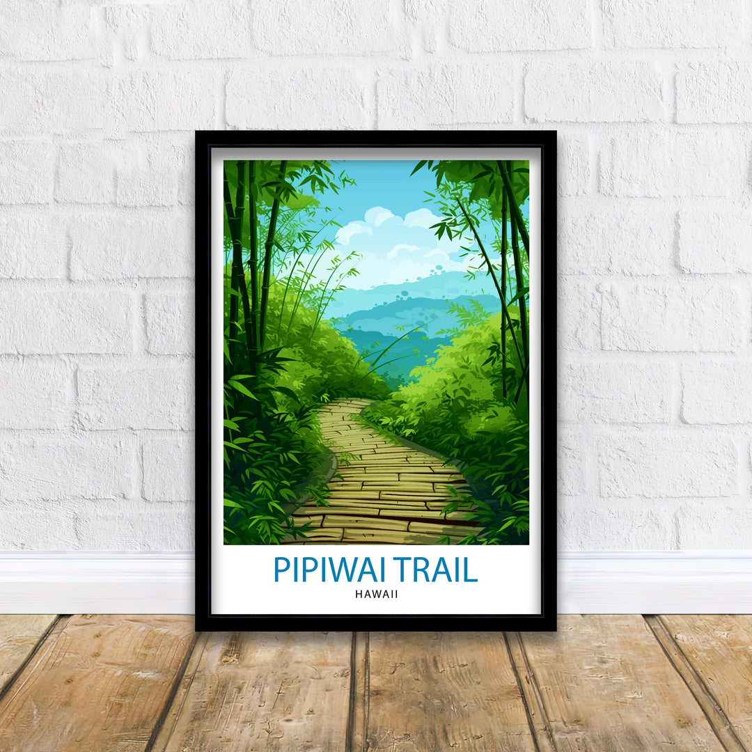 Pipiwai Trail Hawaii Poster Maui Hiking Art Bamboo Forest Poster Haleakala National Park