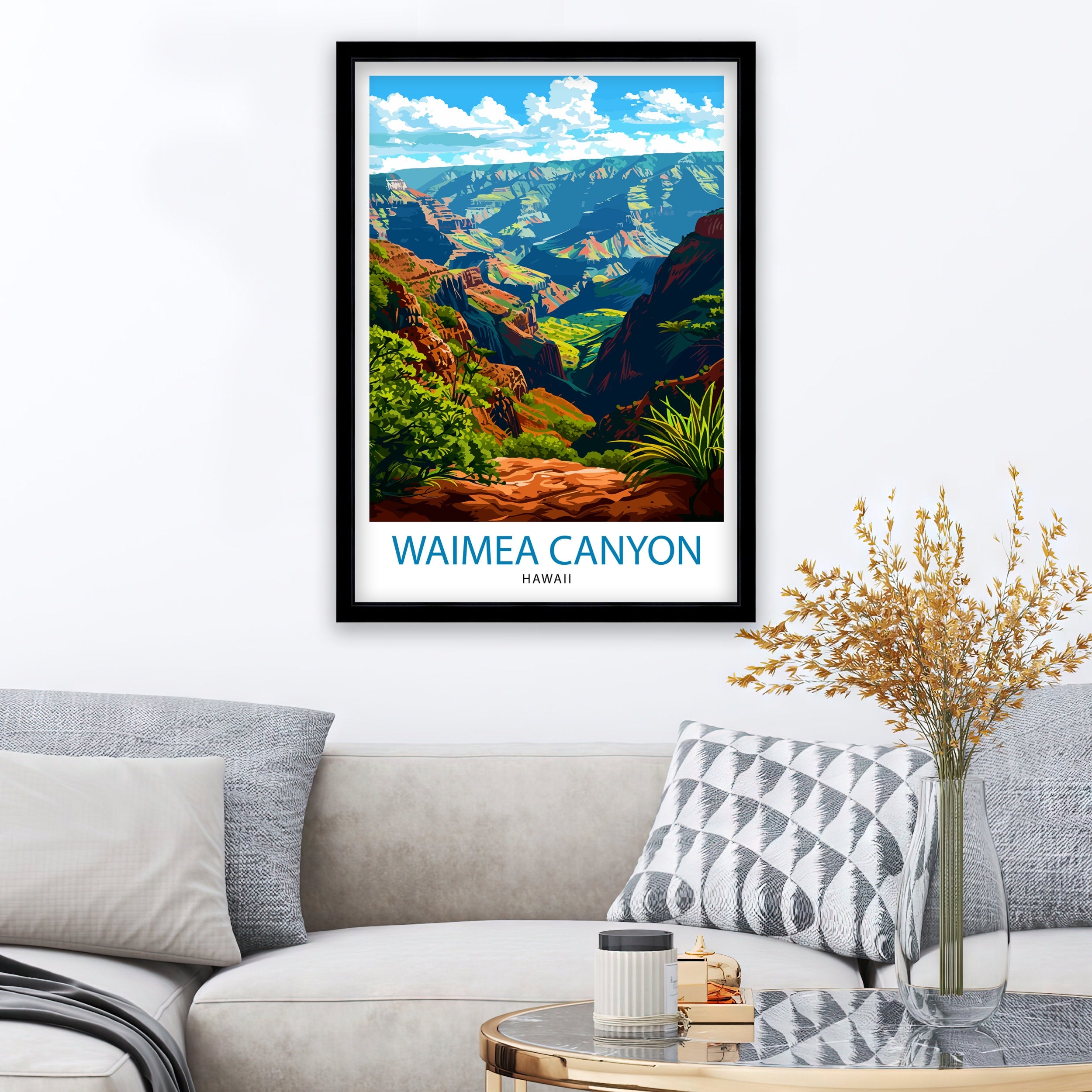 Waimea Canyon Kauai Travel Print| Waimea Canyon Wall Decor Kauai Travel Poster Hawaii Travel Prints Waimea Canyon Art Print Kauai