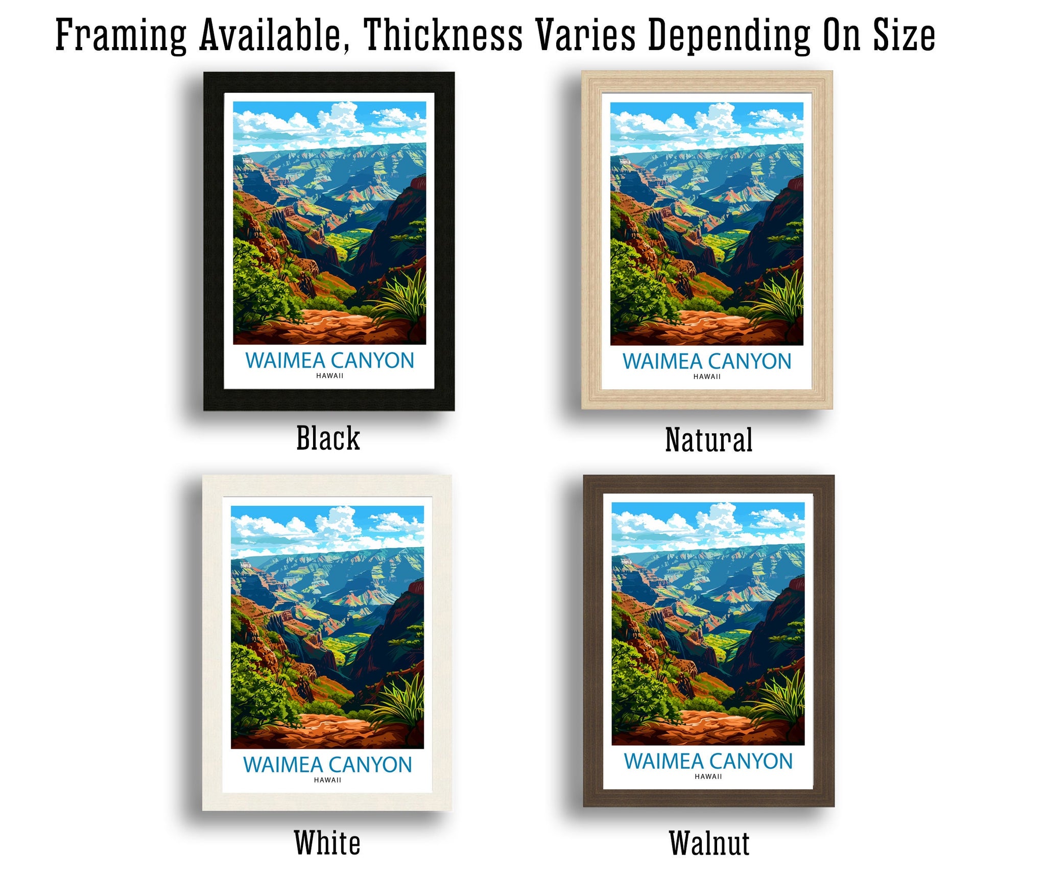 Waimea Canyon Kauai Travel Print| Waimea Canyon Wall Decor Kauai Travel Poster Hawaii Travel Prints Waimea Canyon Art Print Kauai