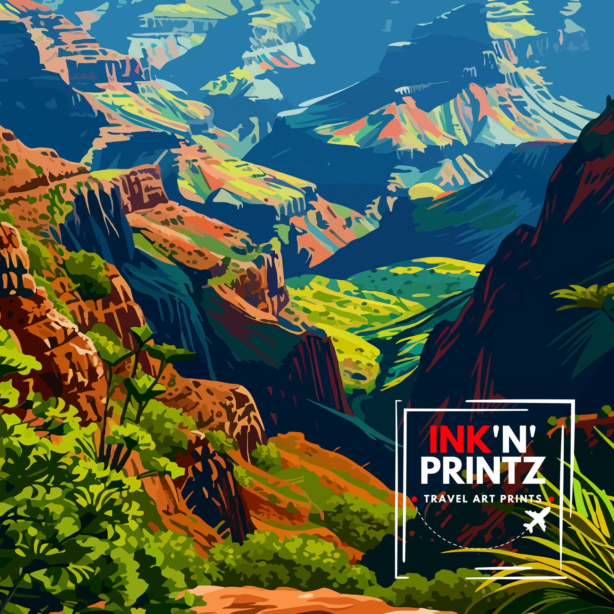 Waimea Canyon Kauai Travel Print| Waimea Canyon Wall Decor Kauai Travel Poster Hawaii Travel Prints Waimea Canyon Art Print Kauai