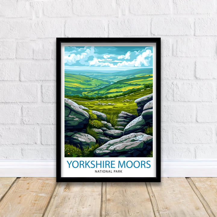 Yorkshire Moors Poster English Countryside Art Heather Fields Poster British Moorland