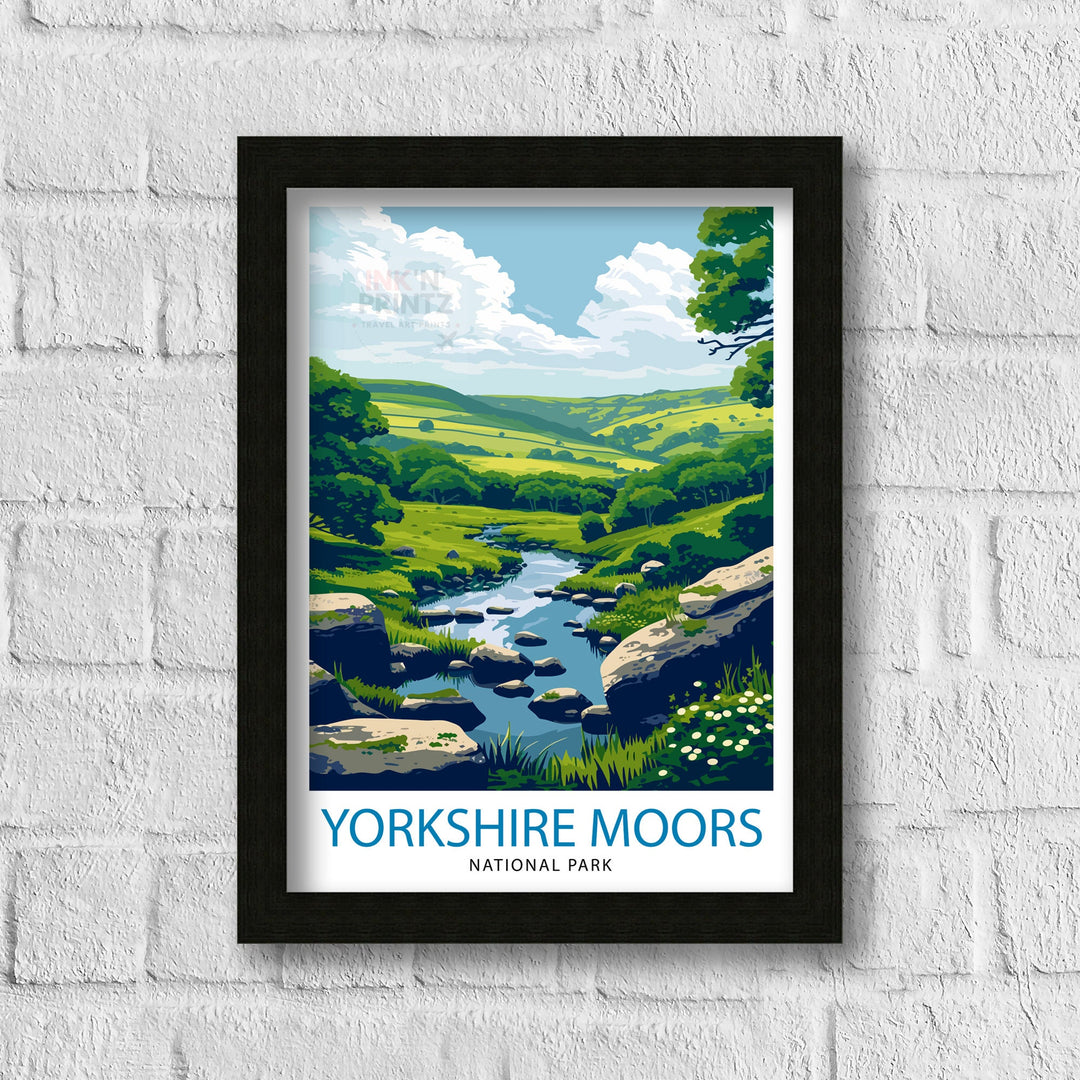 Yorkshire Moors Poster English Countryside Art Heather Fields Poster British Moorland