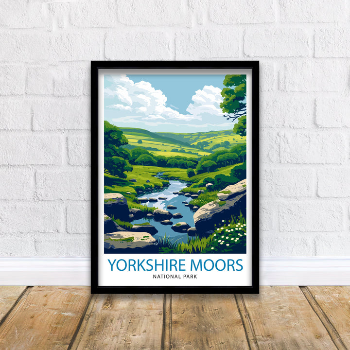 Yorkshire Moors Poster English Countryside Art Heather Fields Poster British Moorland