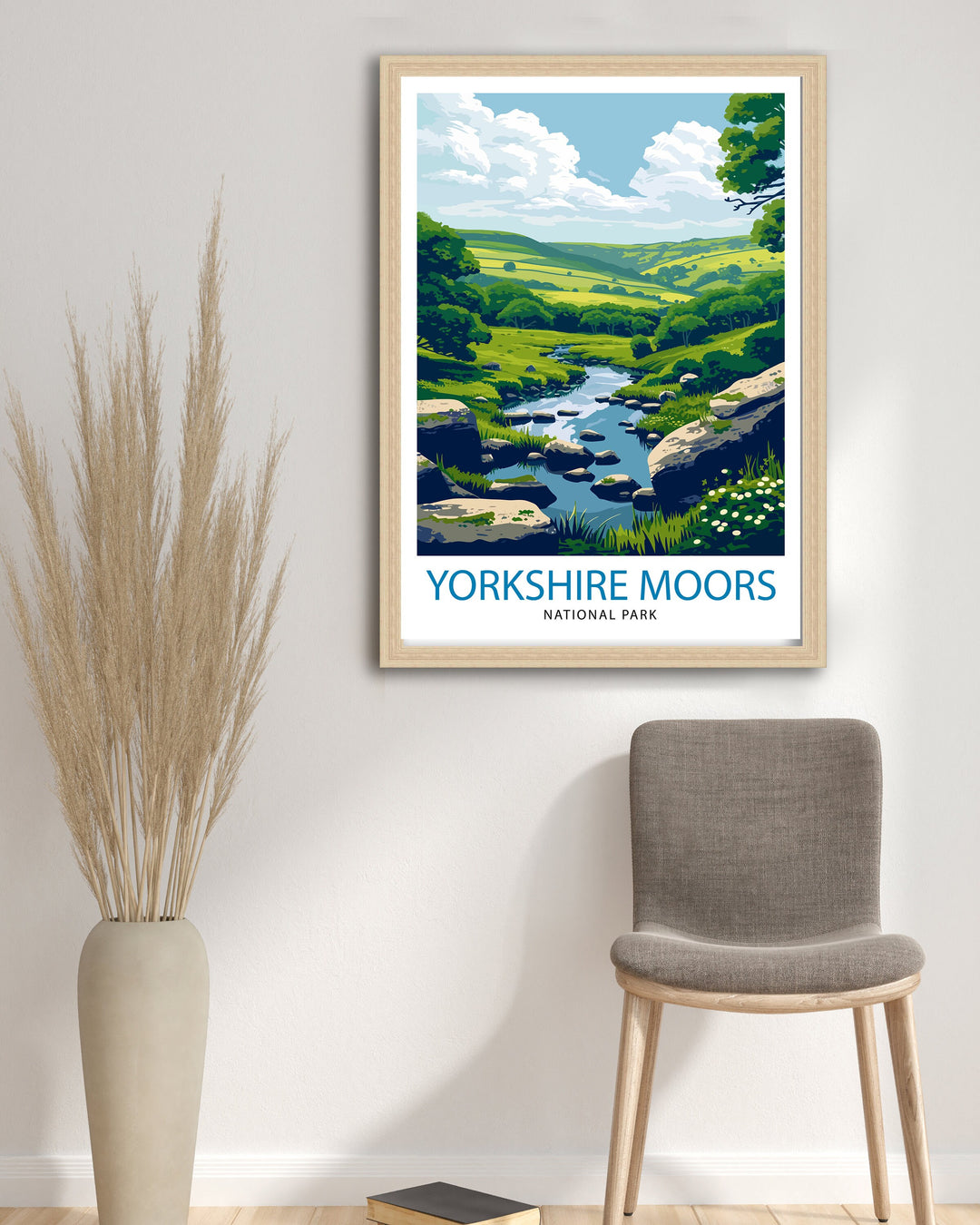 Yorkshire Moors Poster English Countryside Art Heather Fields Poster British Moorland