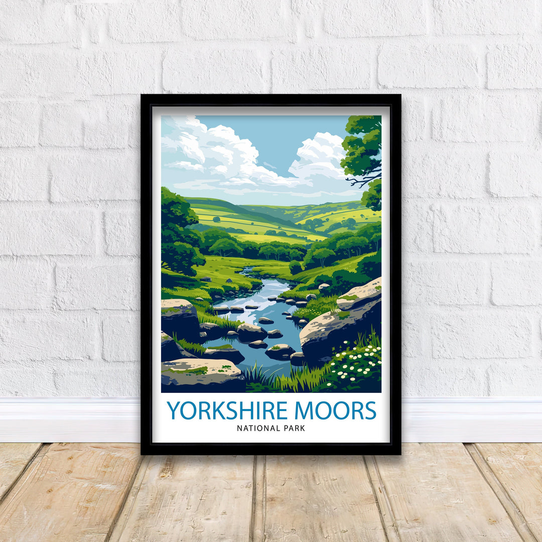 Yorkshire Moors Poster English Countryside Art Heather Fields Poster British Moorland