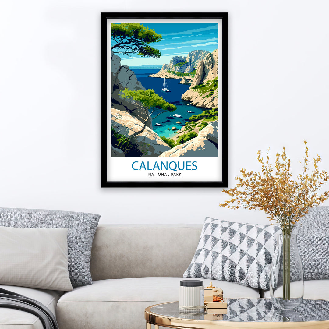 Calanques National Park Poster French Riviera Art Mediterranean Coast Poster Provence Landscape