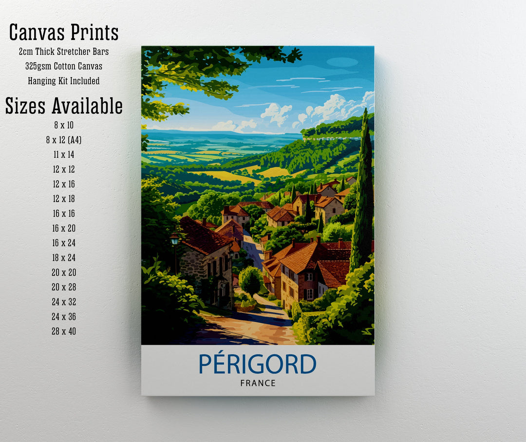 Perigord Noir France Poster Dordogne Valley Art Medieval Village Poster French Countryside