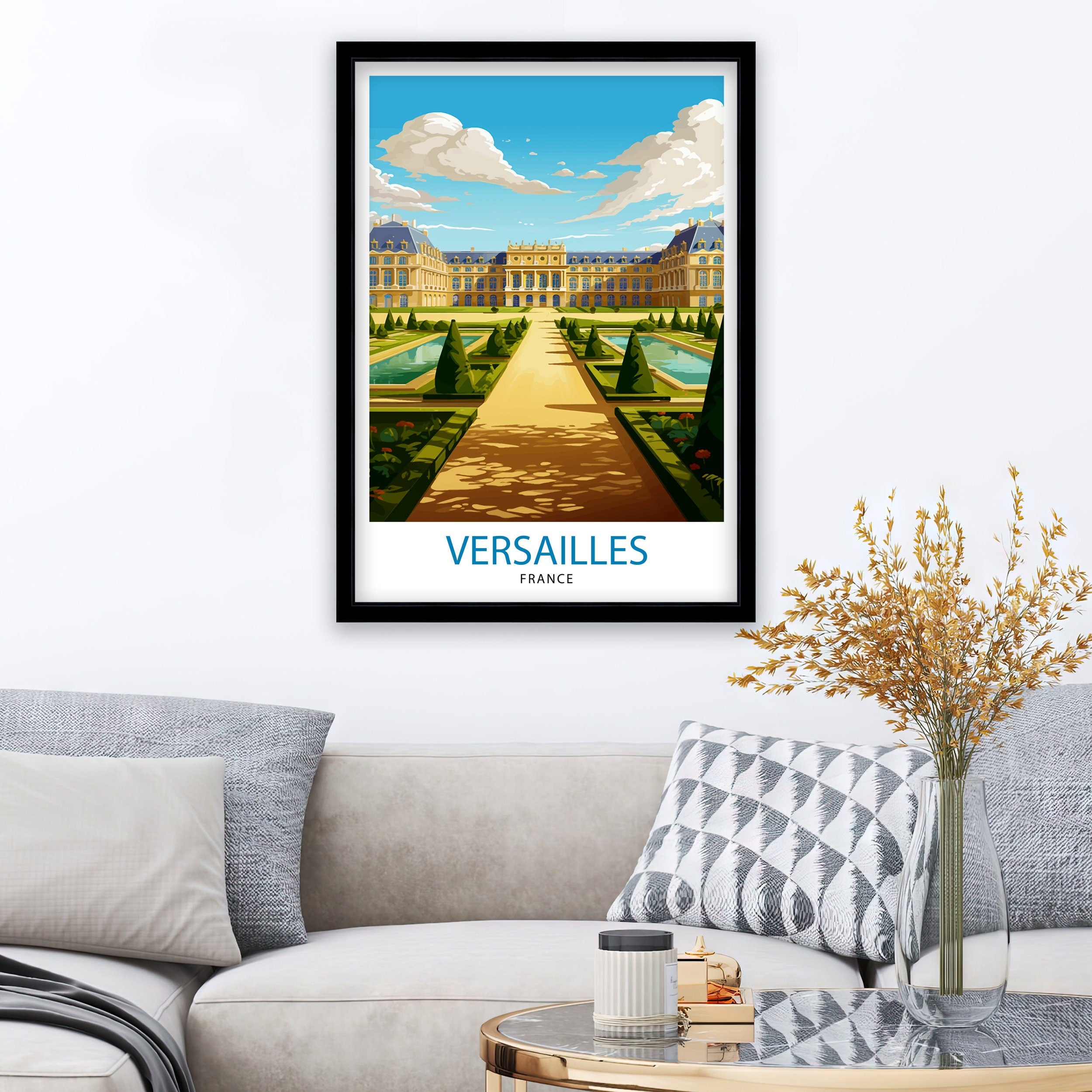 Versailles France Travel Print Versailles Wall Decor Versailles Poster France Travel Prints Versailles Art Print Versailles Illustration