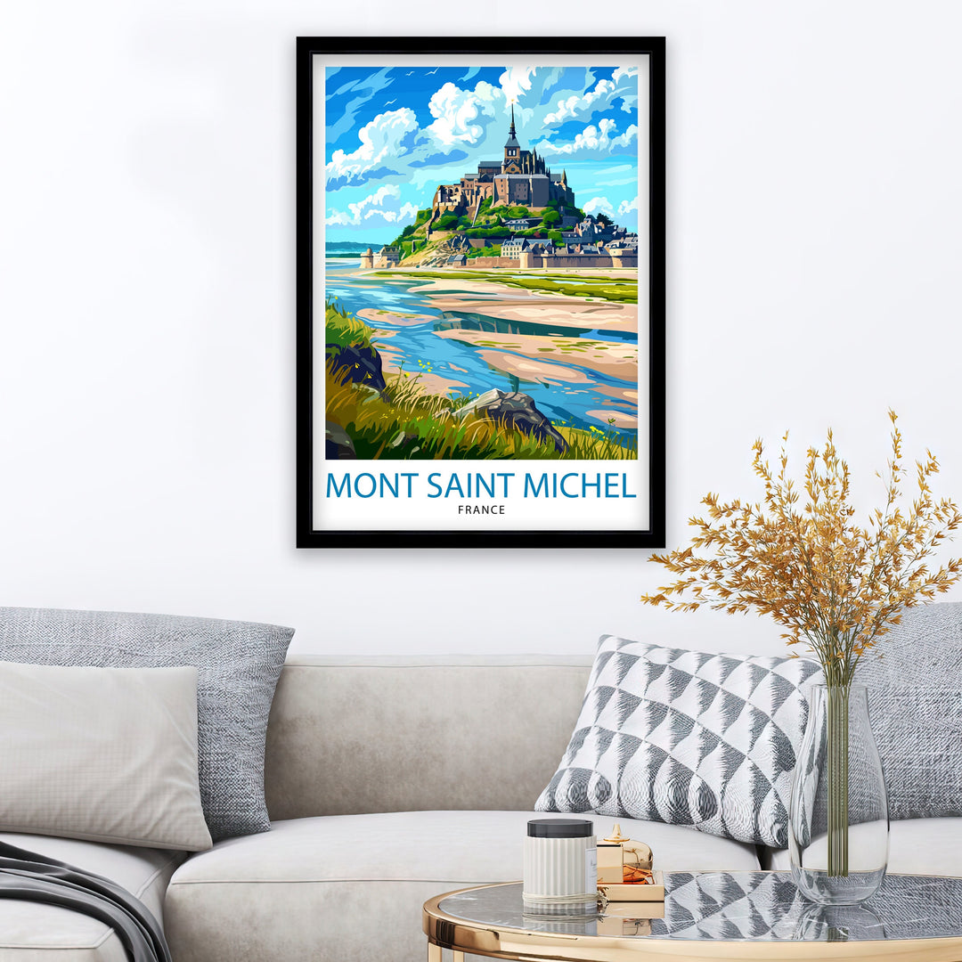 Mont Saint-Michel Travel Poster Mont Saint-Michel Wall Art Mont Saint-Michel France Illustration Travel Poster Gift For Mont Saint-Michel