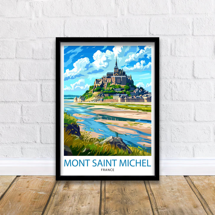 Mont Saint-Michel Travel Poster Mont Saint-Michel Wall Art Mont Saint-Michel France Illustration Travel Poster Gift For Mont Saint-Michel