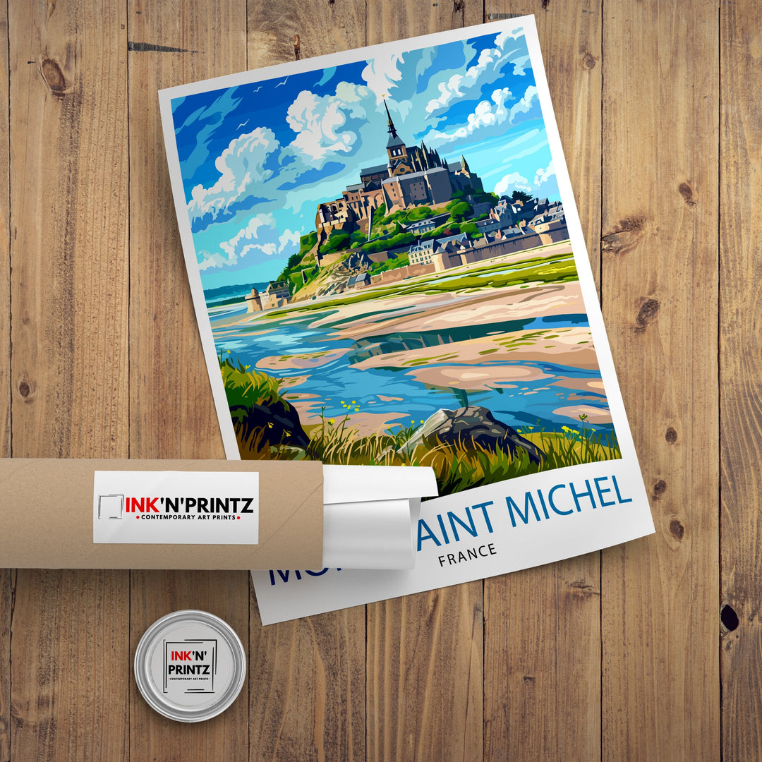 Mont Saint-Michel Travel Poster Mont Saint-Michel Wall Art Mont Saint-Michel France Illustration Travel Poster Gift For Mont Saint-Michel