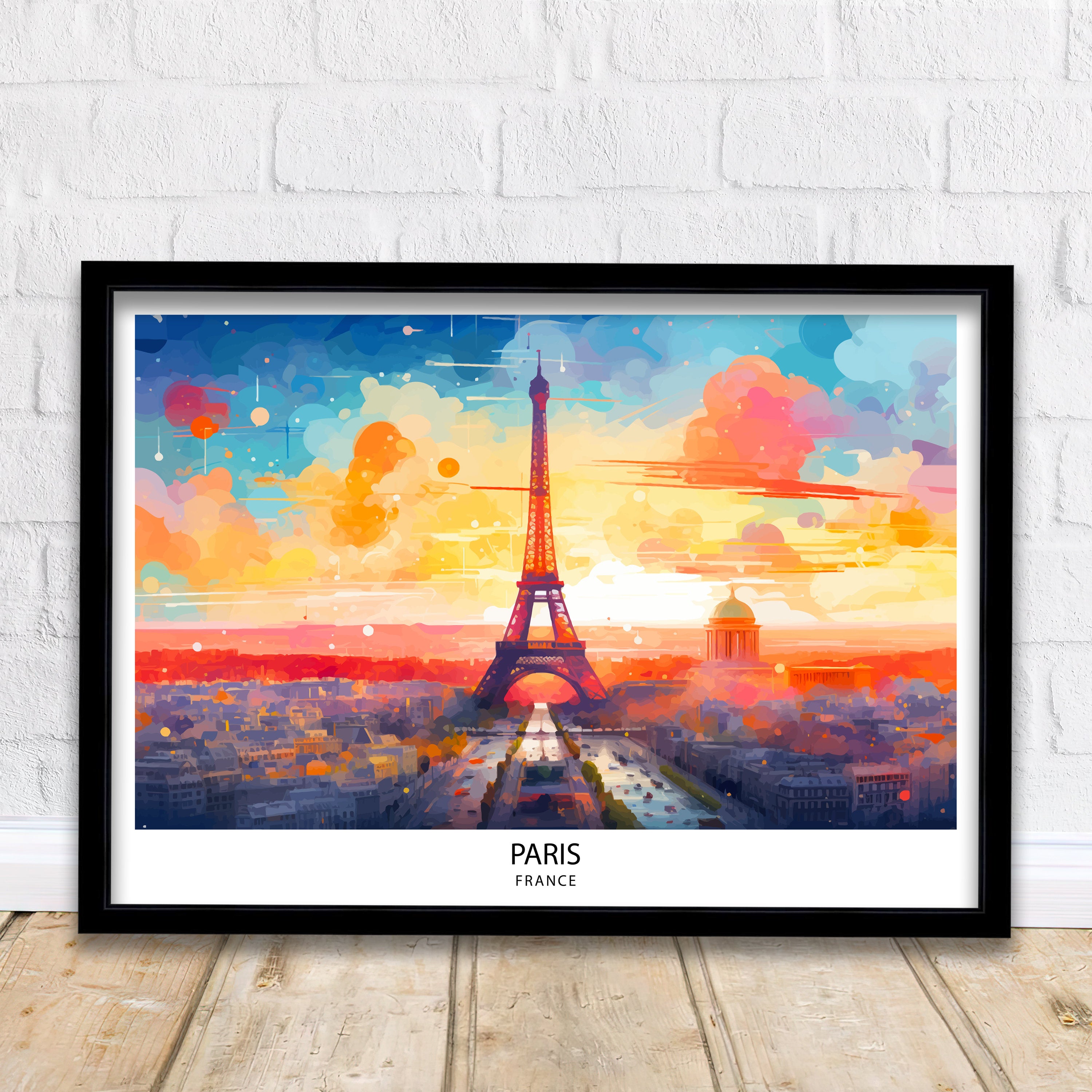 Paris Skyline Print Iconic Cityscape Art Eiffel Tower Poster French Capital Wall Decor Parisian Urban Landscape France City Illustration