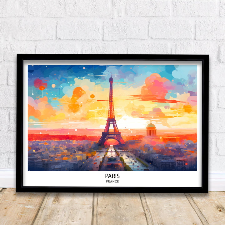 Paris Skyline Poster Iconic Cityscape Art Eiffel Tower Poster French Capital