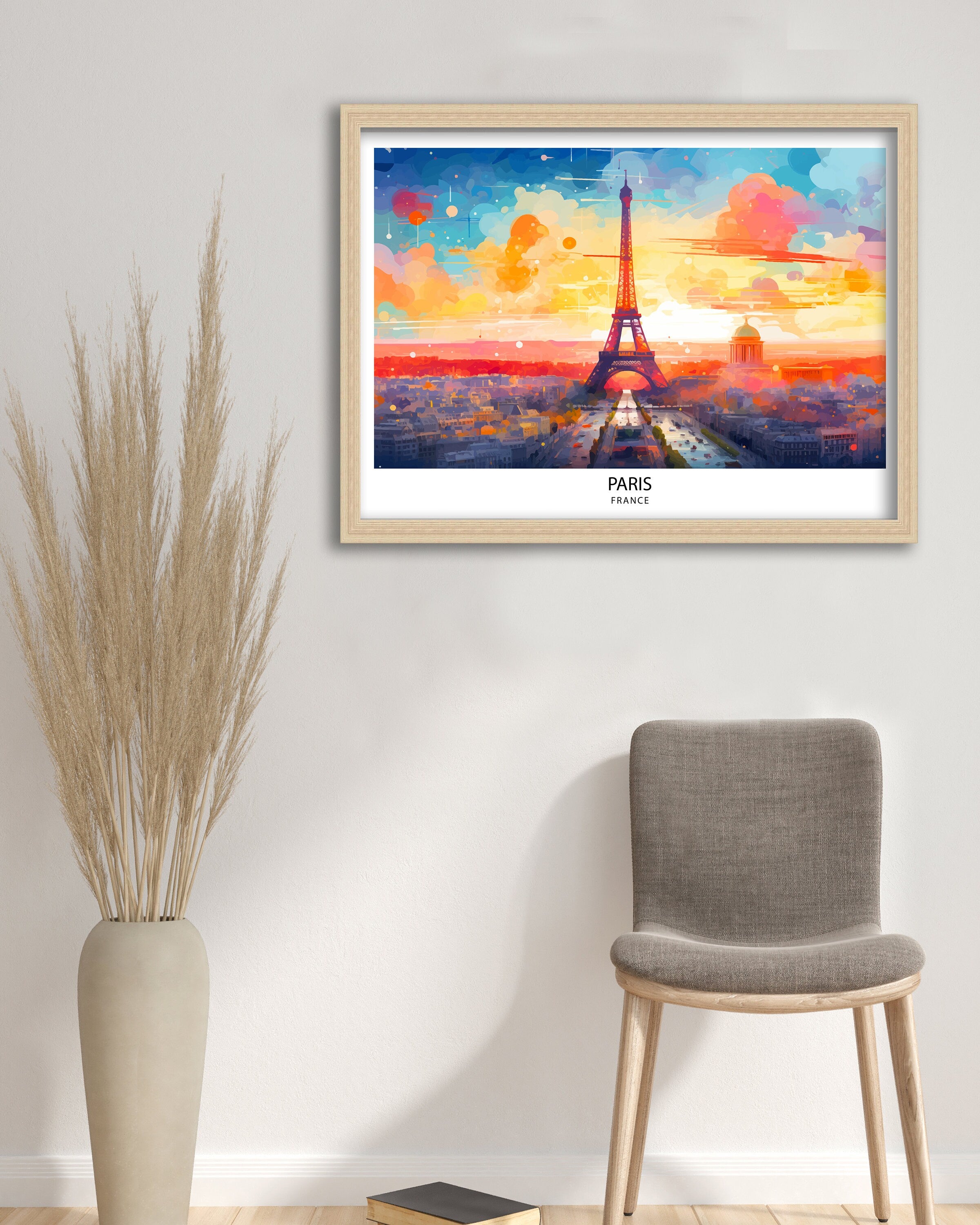 Paris Skyline Print Iconic Cityscape Art Eiffel Tower Poster French Capital Wall Decor Parisian Urban Landscape France City Illustration